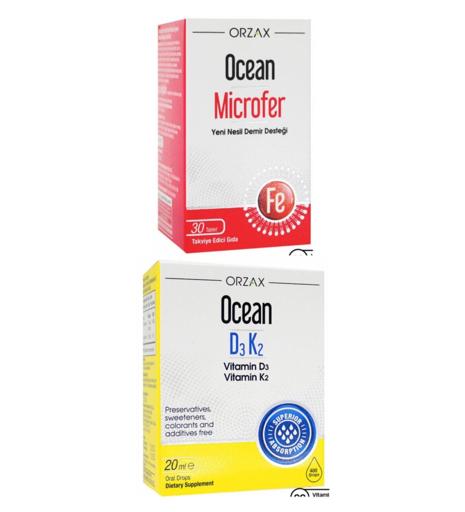 Ocean Microfer 30 Tablets + Ocean Vitamin D3k2 Drops 20 ml