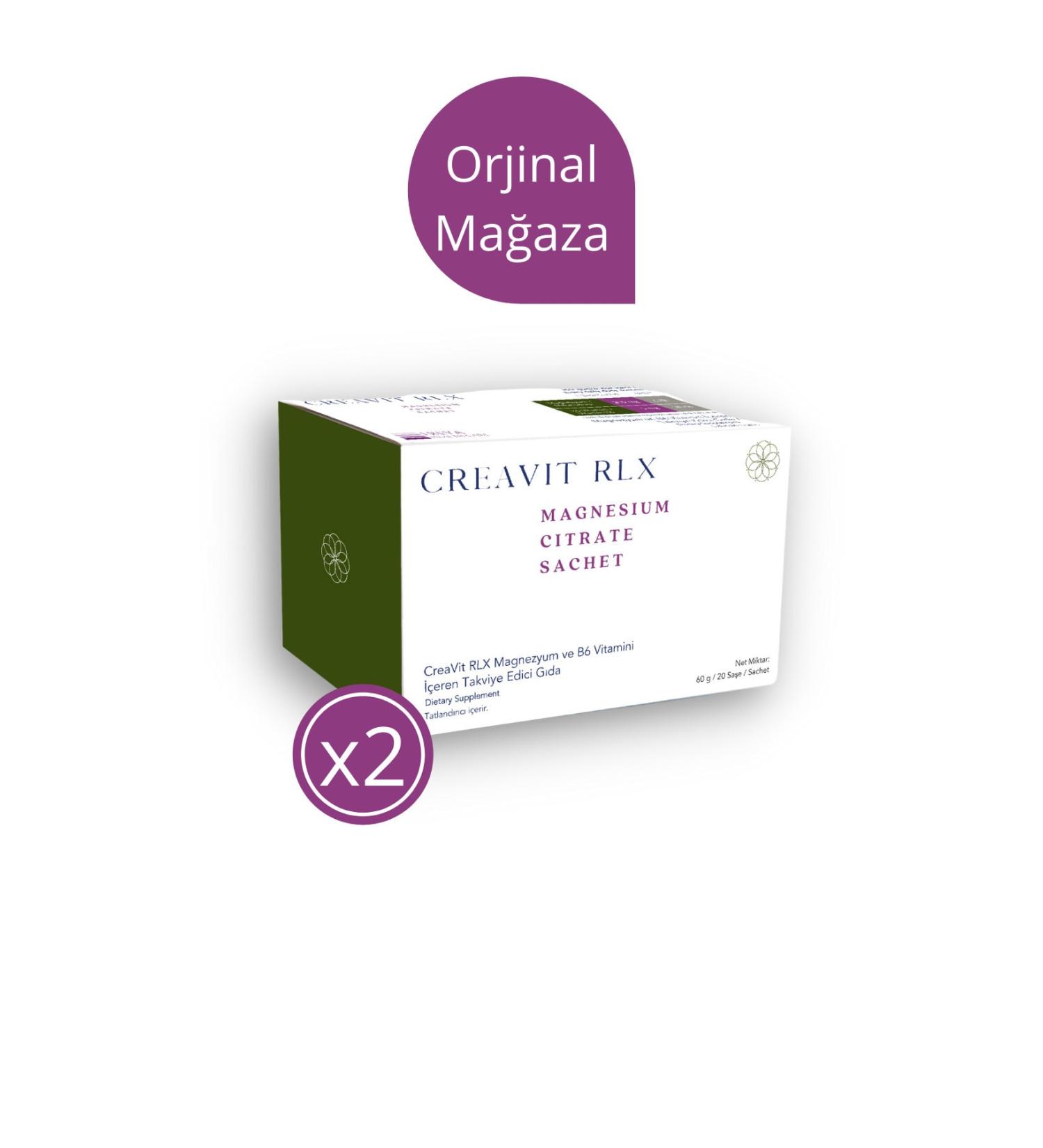 Creavit Rlx 250 Mg Magnesium 5 Mg Vitamin B6 (MAGNESIUM CITRATE) 20 Sachets X 2 Pieces - Buy Online on GoSupps.com