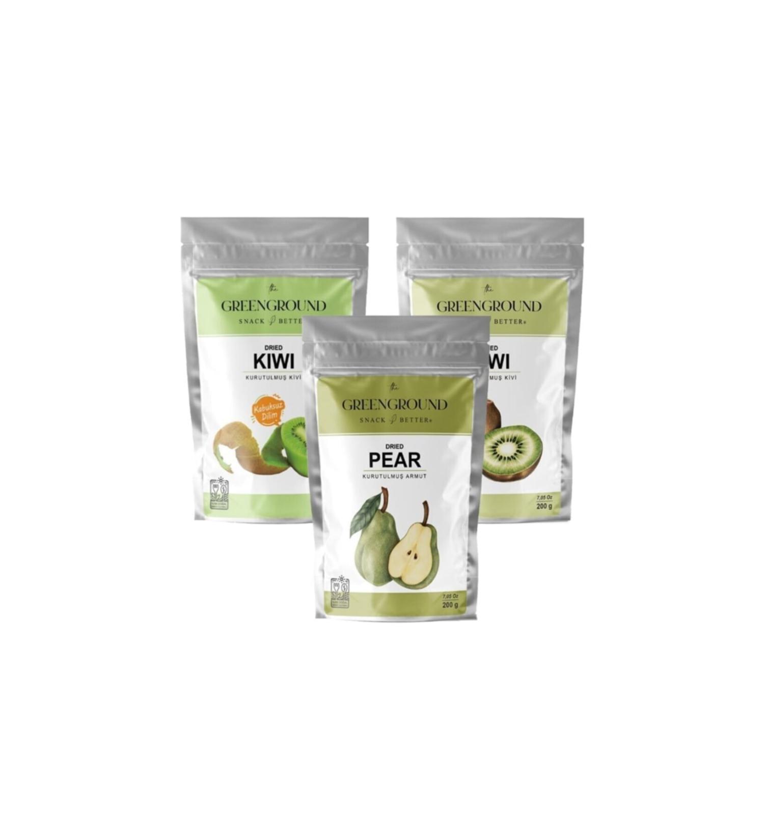 Green Ground Dried Kiwi 200 Gr X1 Peelless Kiwi 200 Gr X1 Pear 200 Gr X1