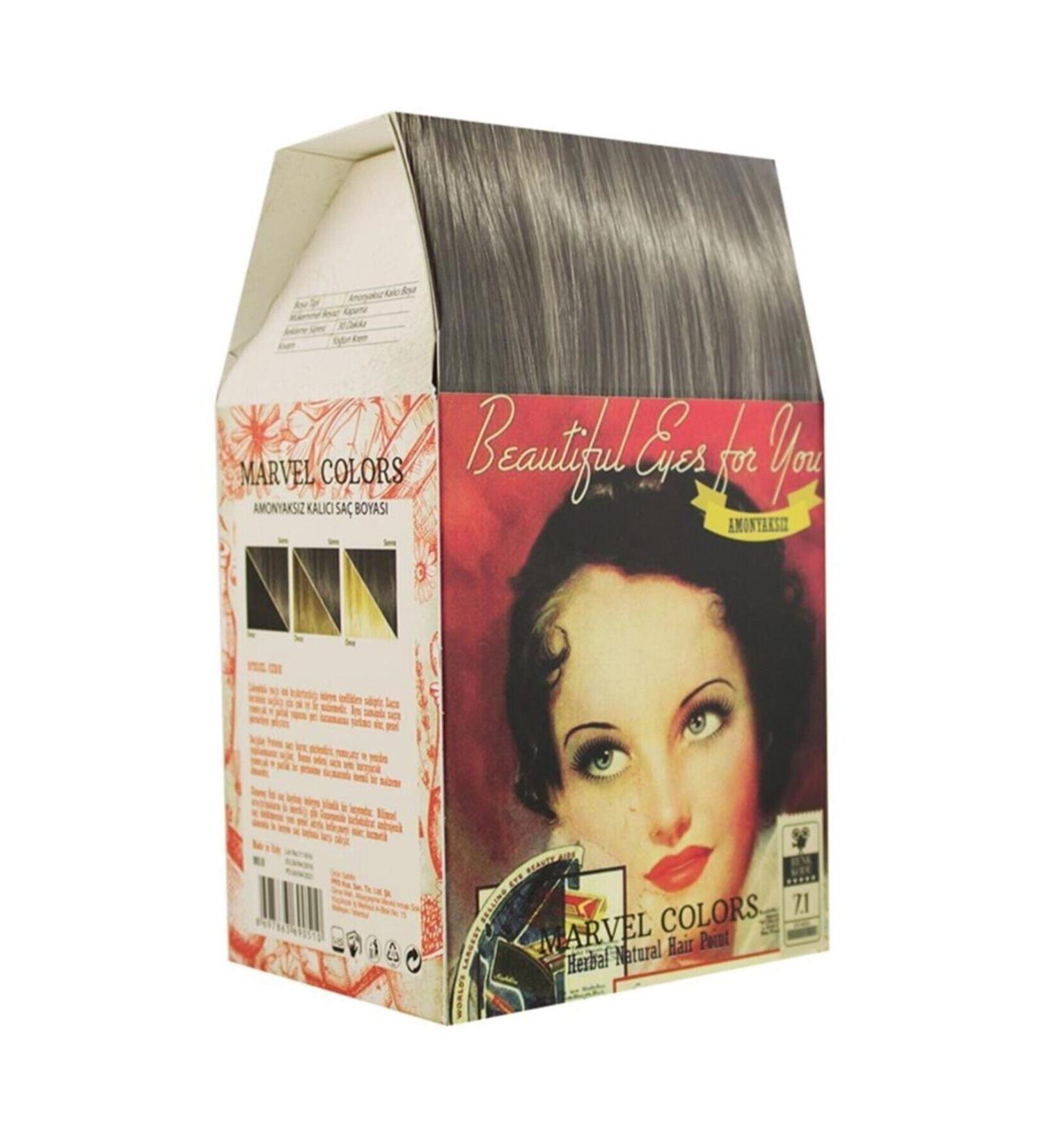 Marvel Colors Marvel Hair Dye Ammonia Free Natural Hair 7.1 Medium Ash Blonde