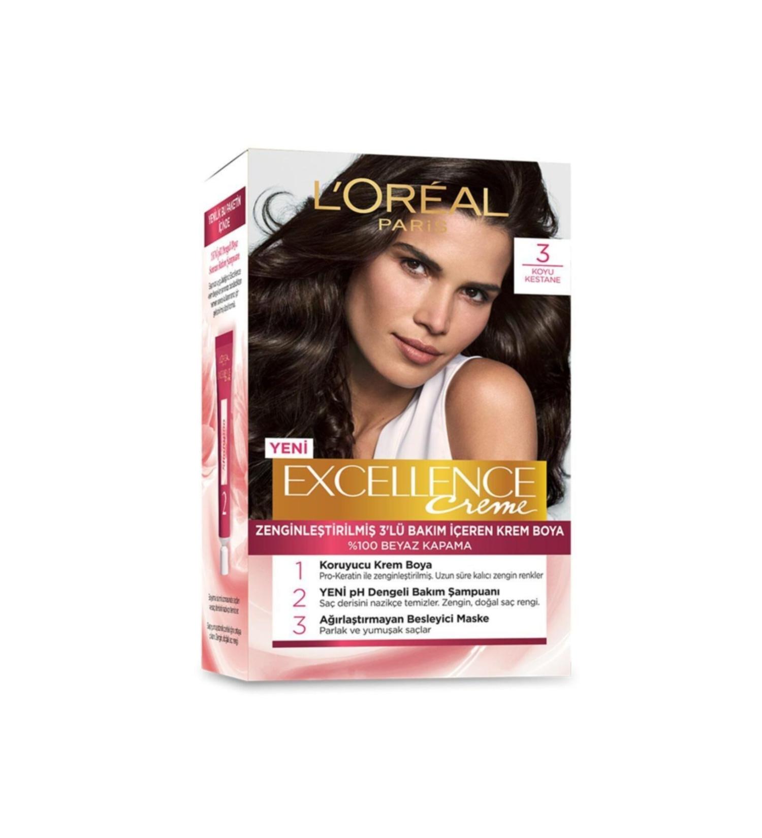 L'Oreal Paris Excellence Creme Hair Dye 3 Dark Chestnut