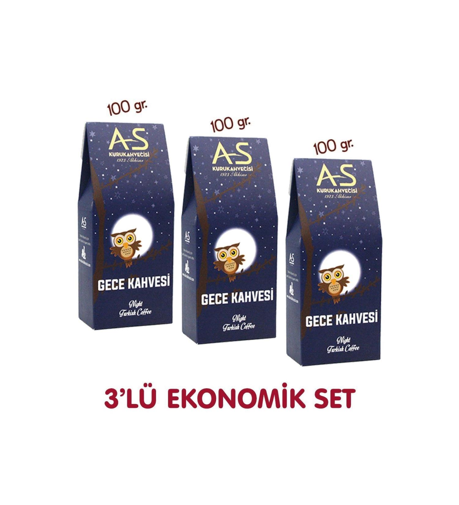 AS Kurukahvecisi 3-Piece Night Turkish Coffee Economic Set