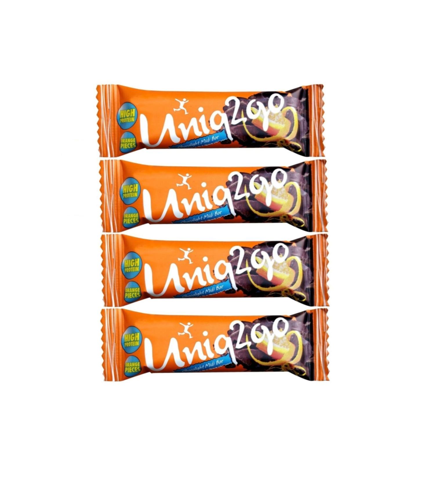 Uniq2go Choco Light Midi Bar Orange 40 gr 4 Pieces