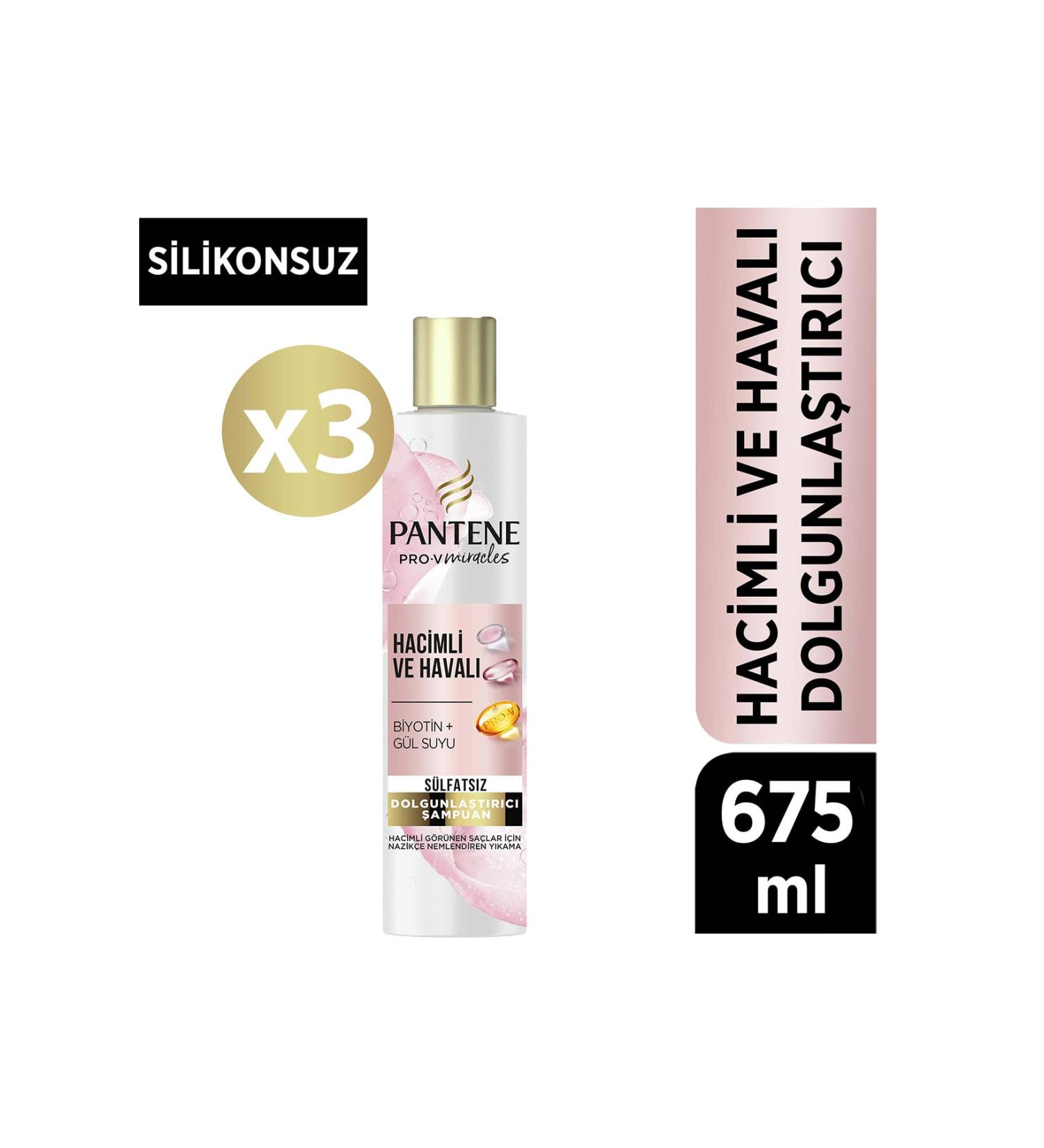 Pantene Sulfate-Free Volumizing Shampoo Biotin & Rose Water 675ml (225ML X 3) - Buy Online on GoSupps.com