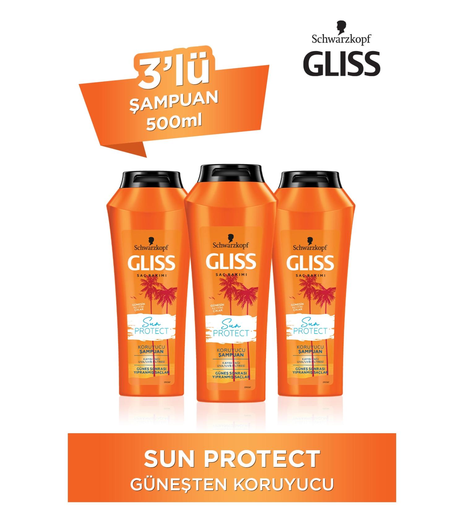 Gliss Sun Protect Sun Protection Shampoo 500 ml 3-pack - Buy Online on GoSupps.com