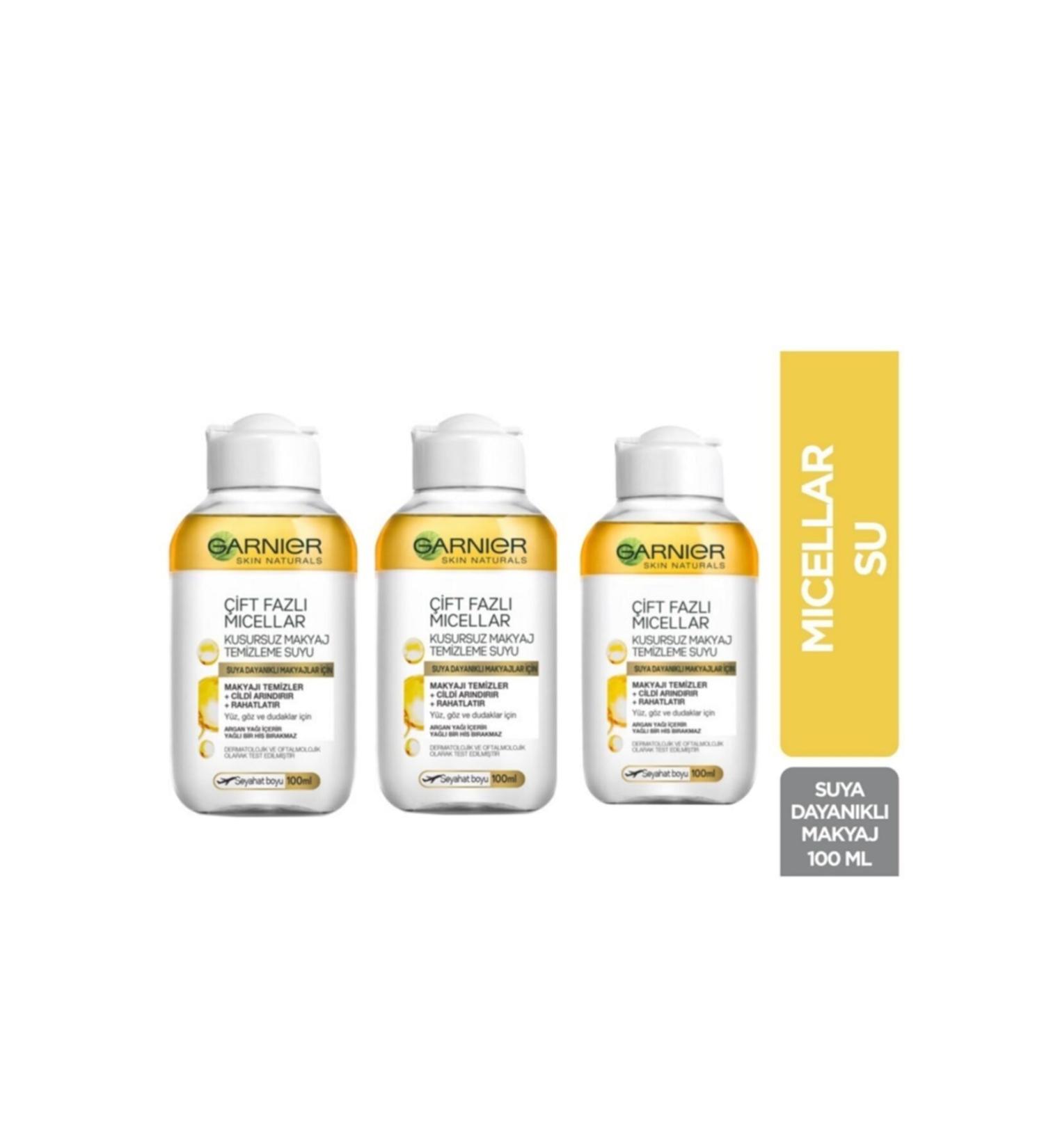 Garnier Dual Phase Micellar Flawless Make-Up Remover Water 100ml* 3 Pieces