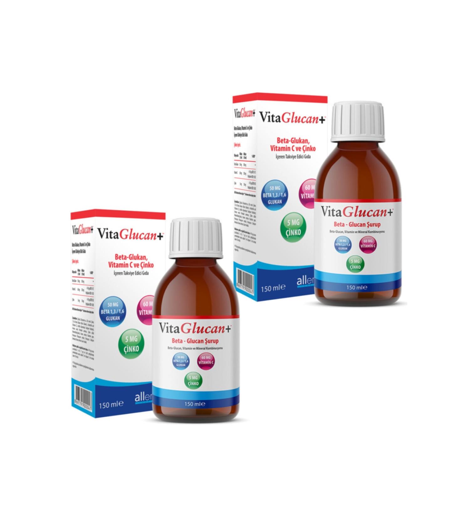 Allergo 2 Pieces Vitaglucan + 150 Ml Syrup | Beta Glucan + Vitamin C + Zinc