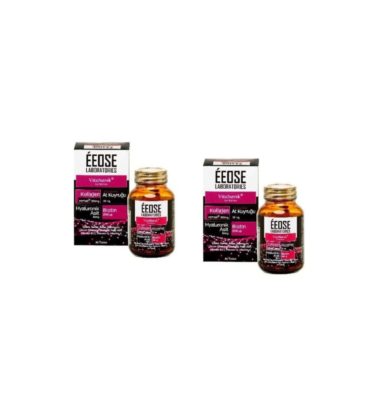 Eeose Collagen Tablet Collagen + Hyaluronic Acid + Horsetail + Biotin + Vitamin C 45 Tablets x 2