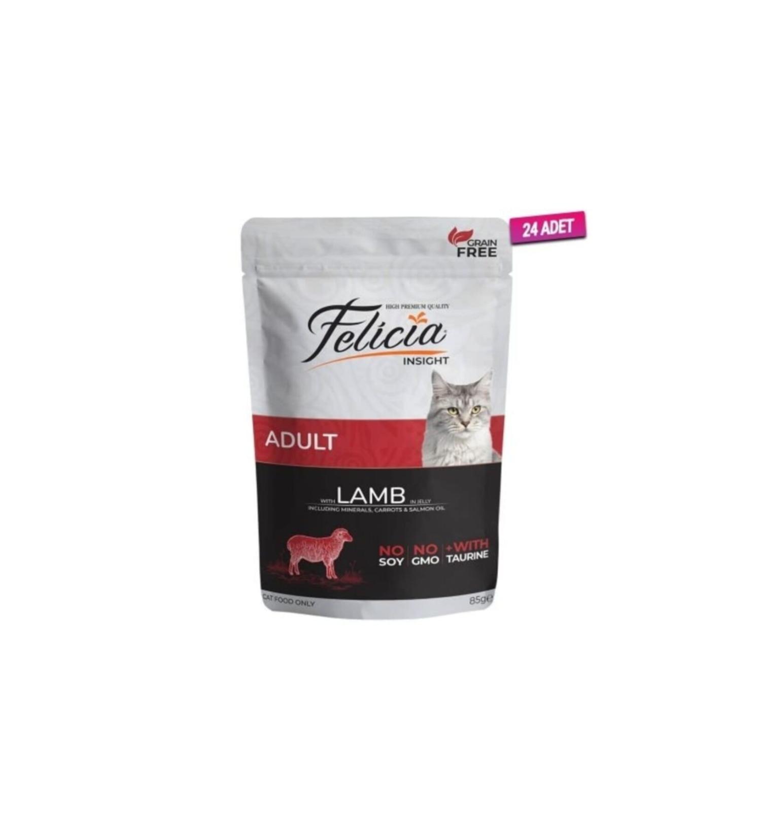 Felicia Pouch Grain-Free Lamb Meat Pouch Adult Cat Canned Food 85 gr X 24 Pieces