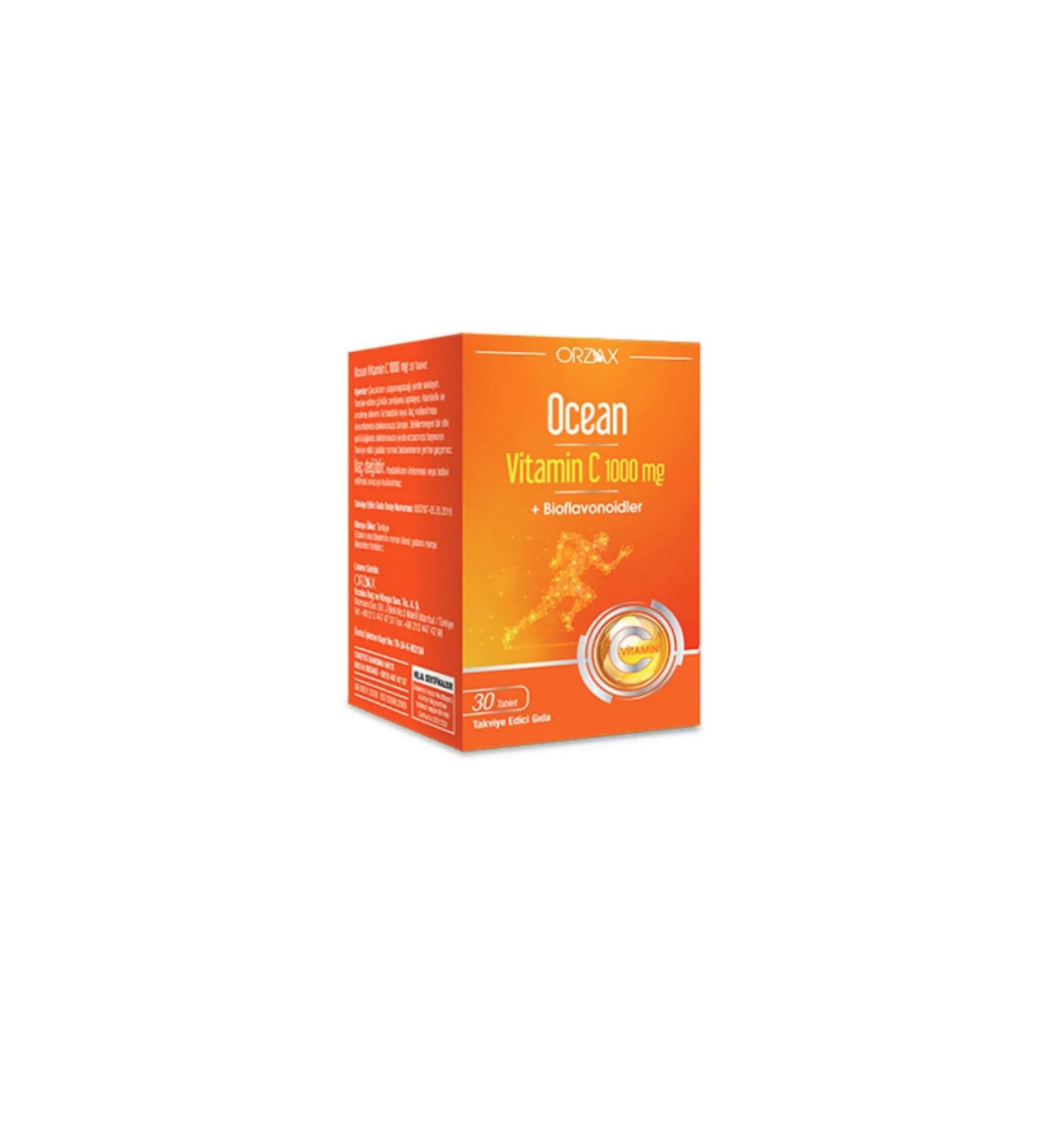 Orzax Ocean Vitamin C 1000 Mg 30 Tablets - Helps Support the Immune System