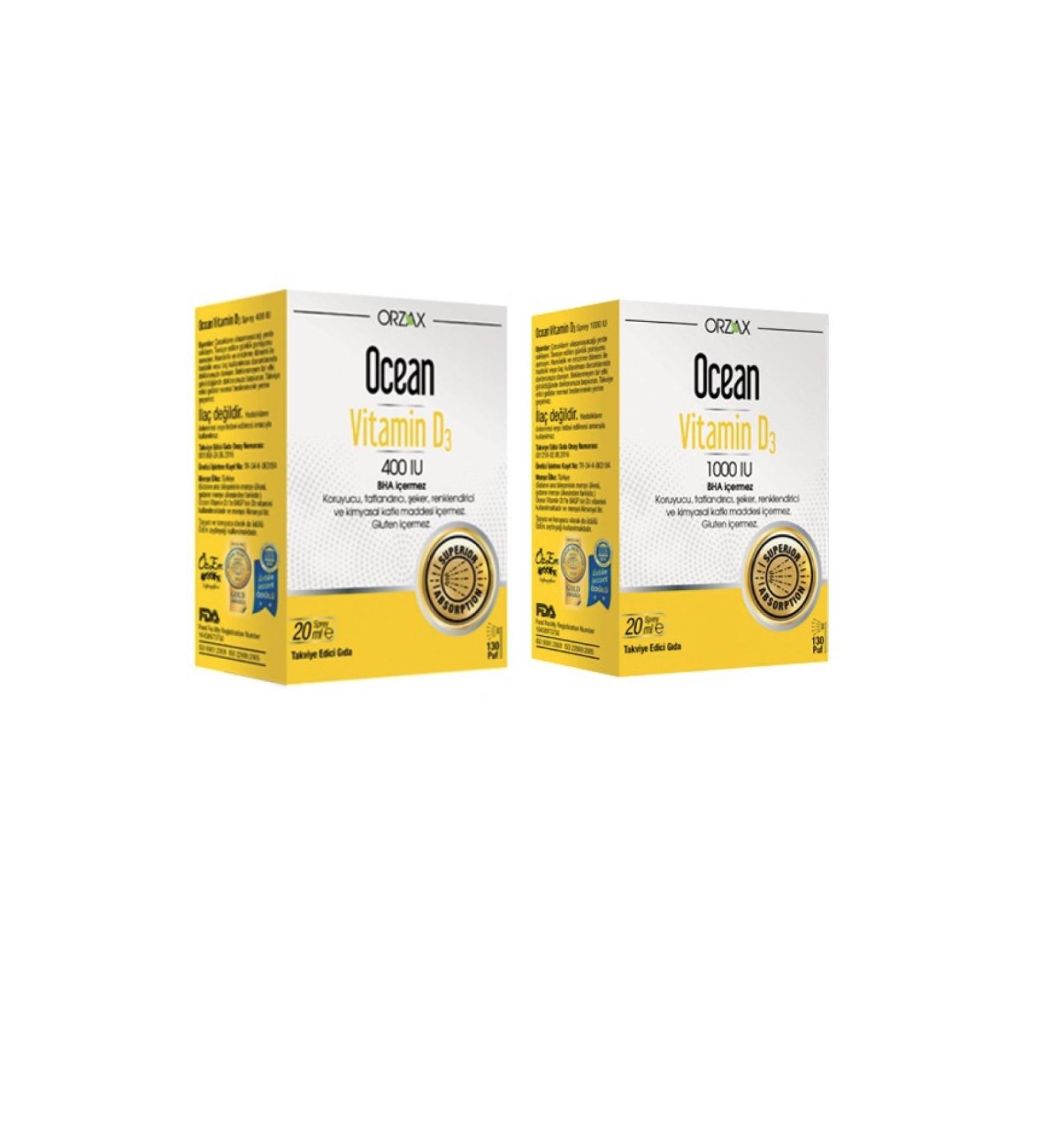 Orzax Vitamin D3 Spray For Children And Adults 20 Ml And Vitamin D3 1000 Iu Spray 20 Ml