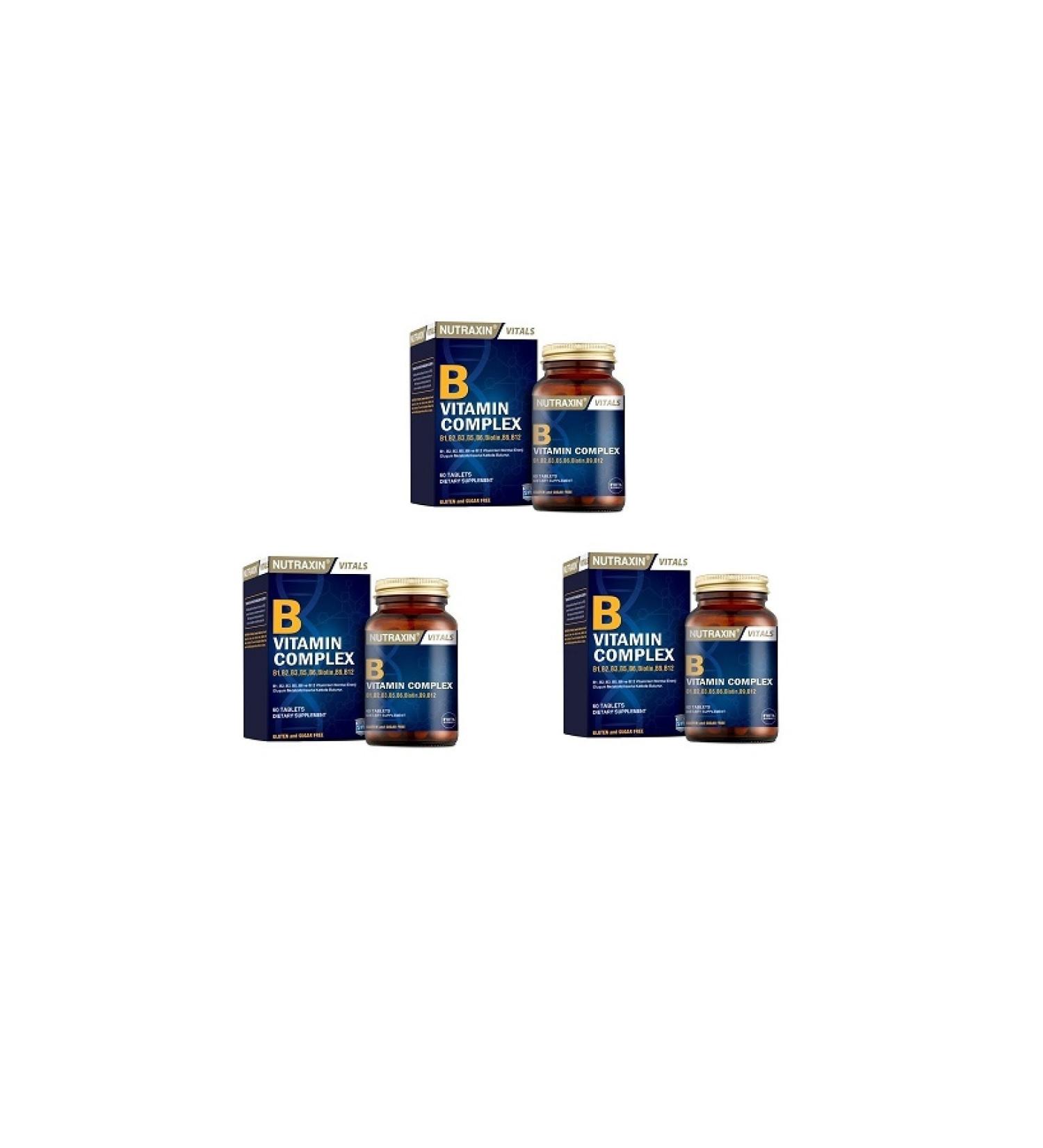 Nutraxin Vitamin B Complex Contributing to Normal Energy Formation 60 Tabletsx3