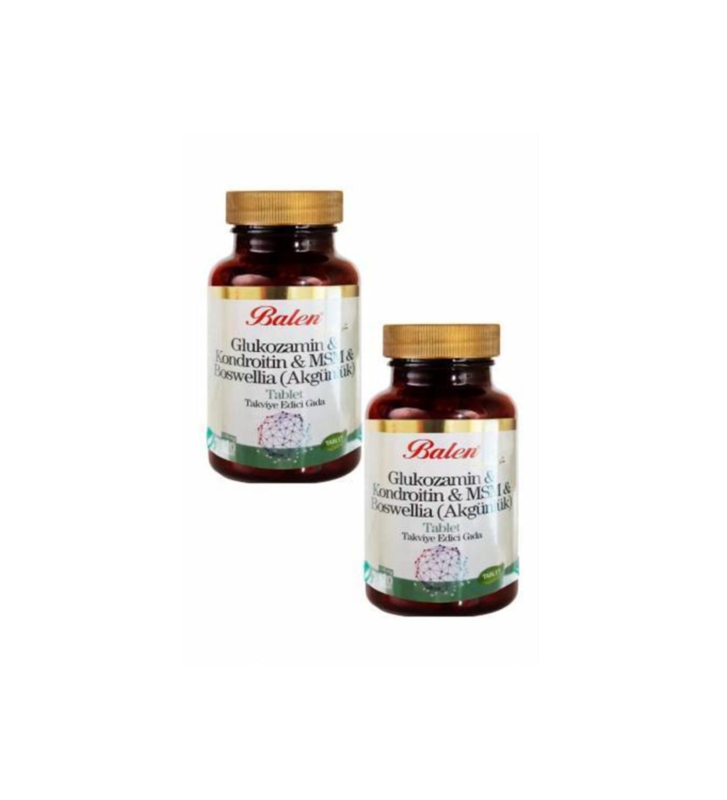 Balen 2 Boxes Glucosamine Chondroitin Msm Boswellia Akg nl k Glucosamine Bosvelya 120 Tablets X 1200 Mgx2