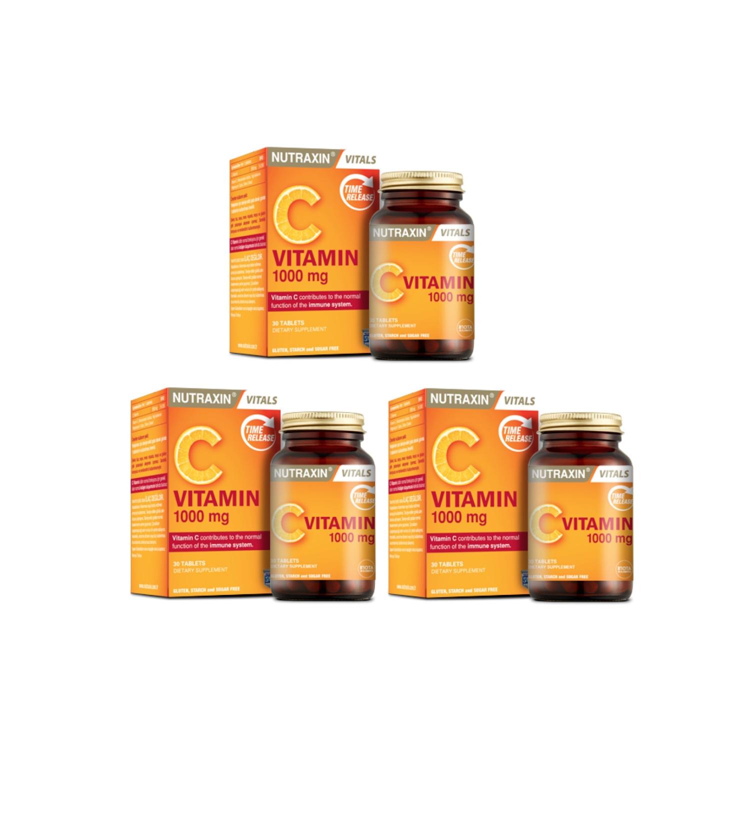 Nutraxin C Vitamin 1000 Mg 30 Tablets*3 Pieces