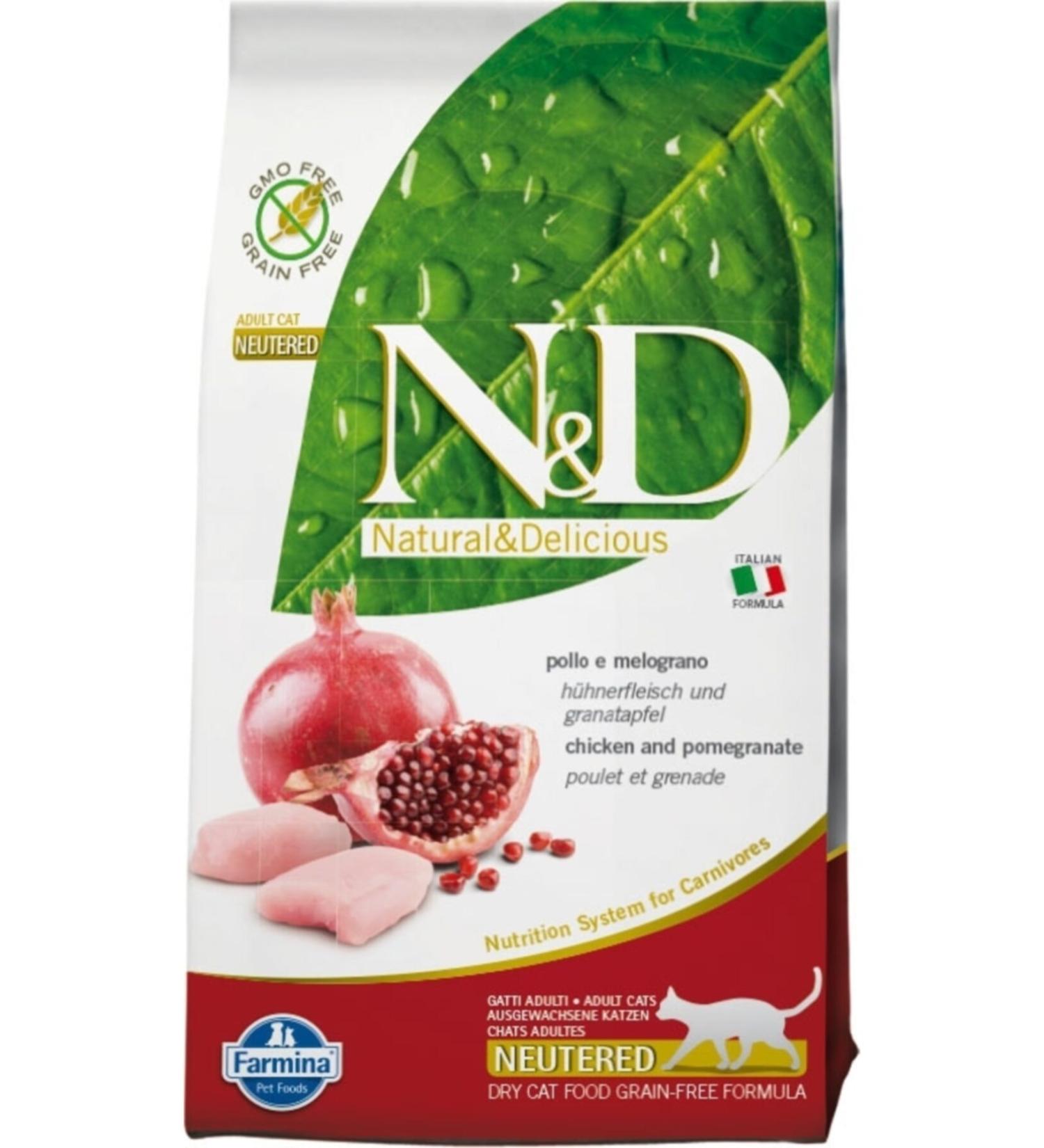 N & D N&amp d Grain Free Sterile Chicken Pomegranate Cat Food 5 Kg.