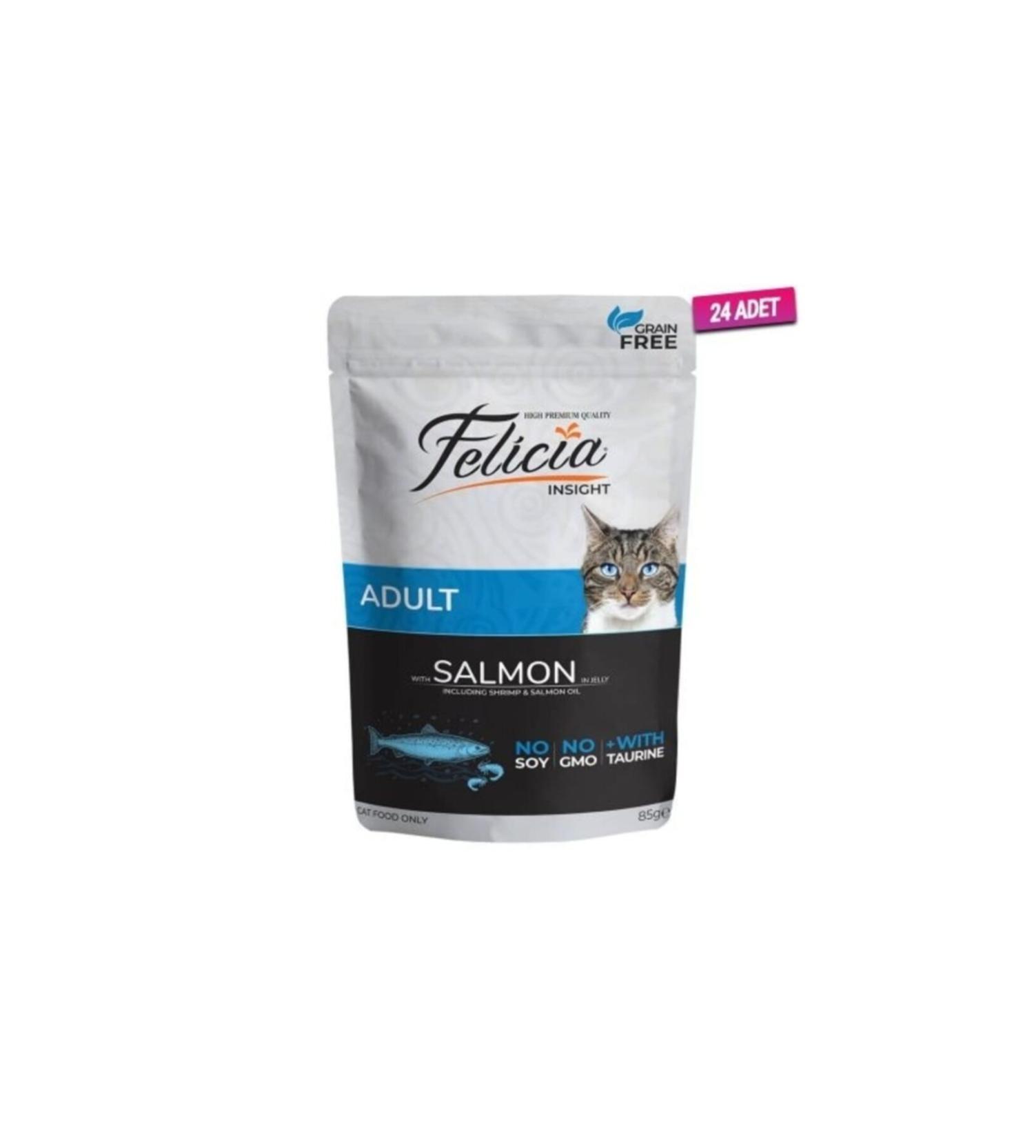 Felicia Pouch Salmon Grain-Free Adult Cat Canned Food 85 gr X 24 Pieces