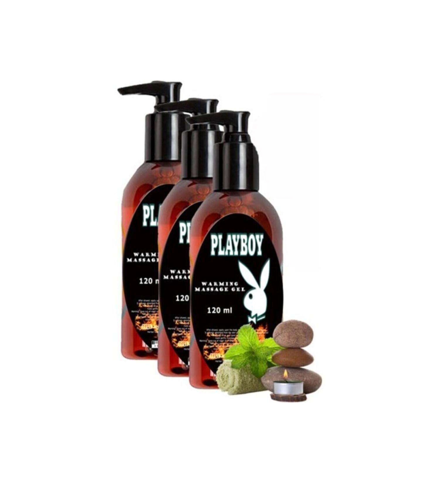 Playboy Warming Massage Gel 3 Pieces 120 ml Heating Relaxing Lubricating Whole Body Massage Gel