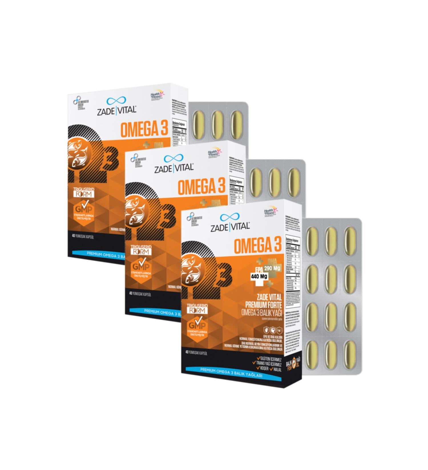 Zade Vital Omega 3 Forte Fish Oil (3 Boxes) 120 Capsules