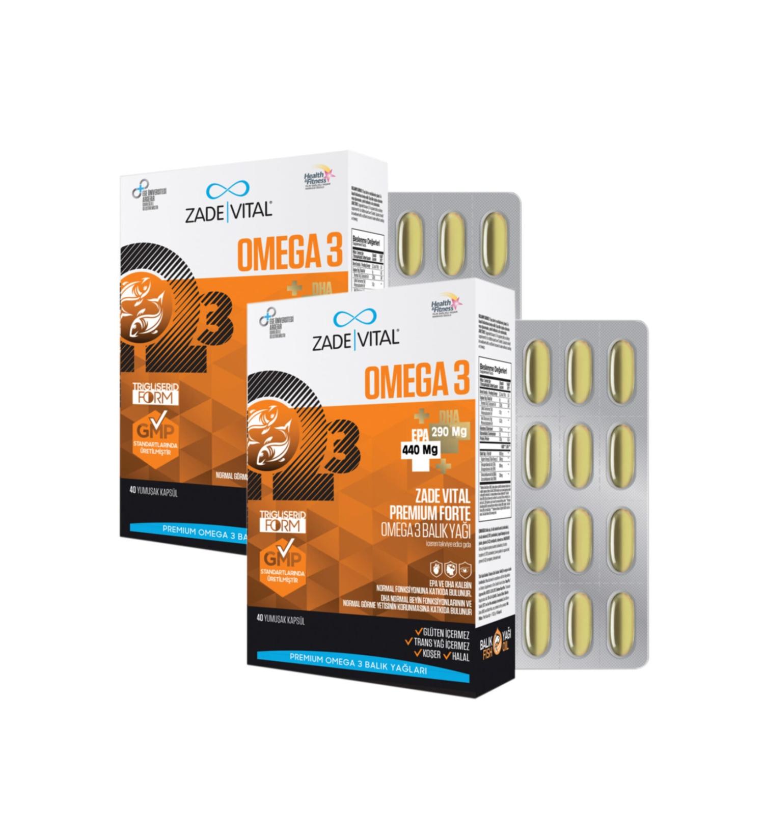 Zade Vital Omega 3 Forte Fish Oil (2 Boxes) 80 Capsules