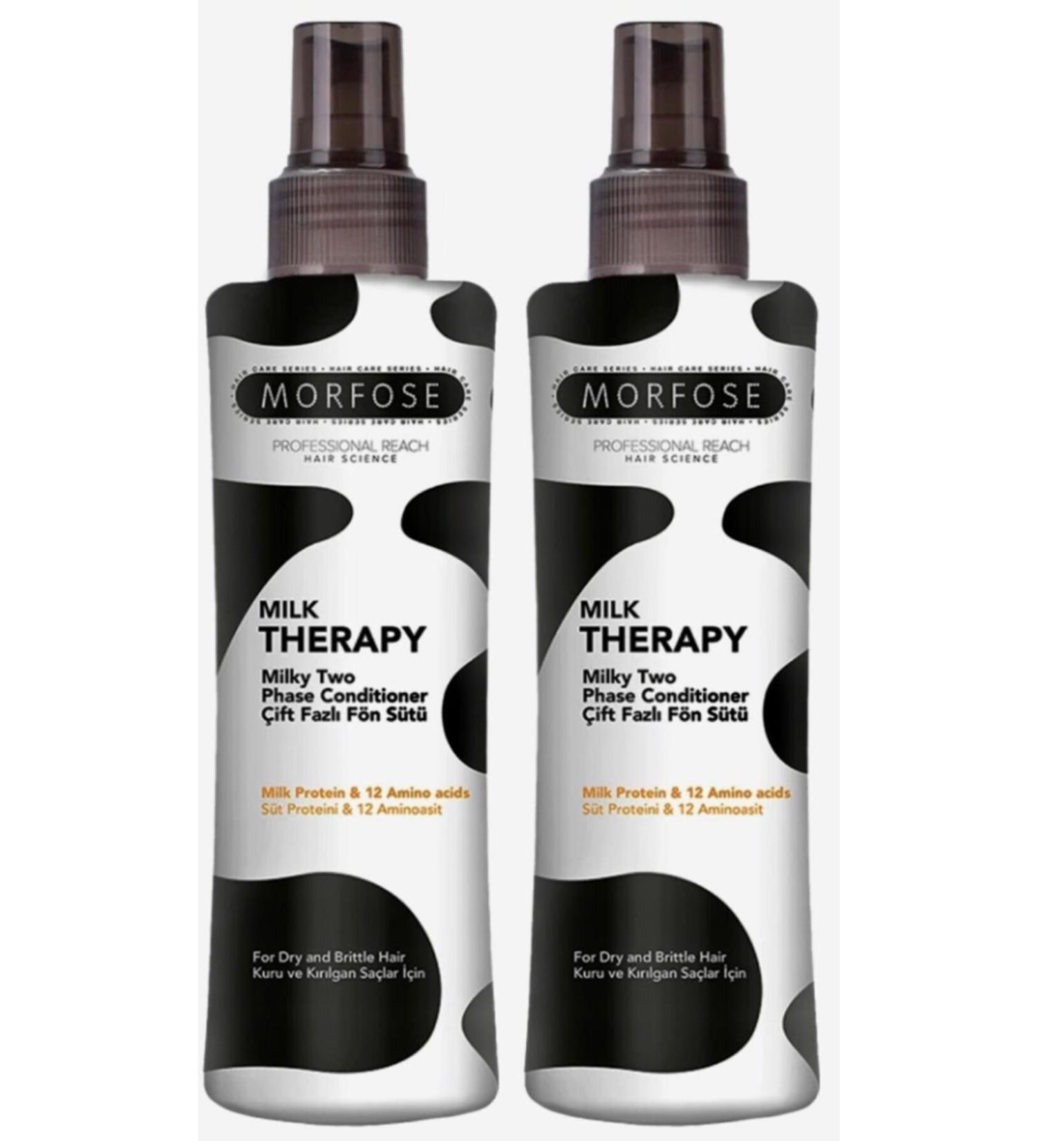 Morfose Milk Therapy Dual Phase Blow Dry Milk 220 Ml X 2 Pieces (Eyeliner Gift)