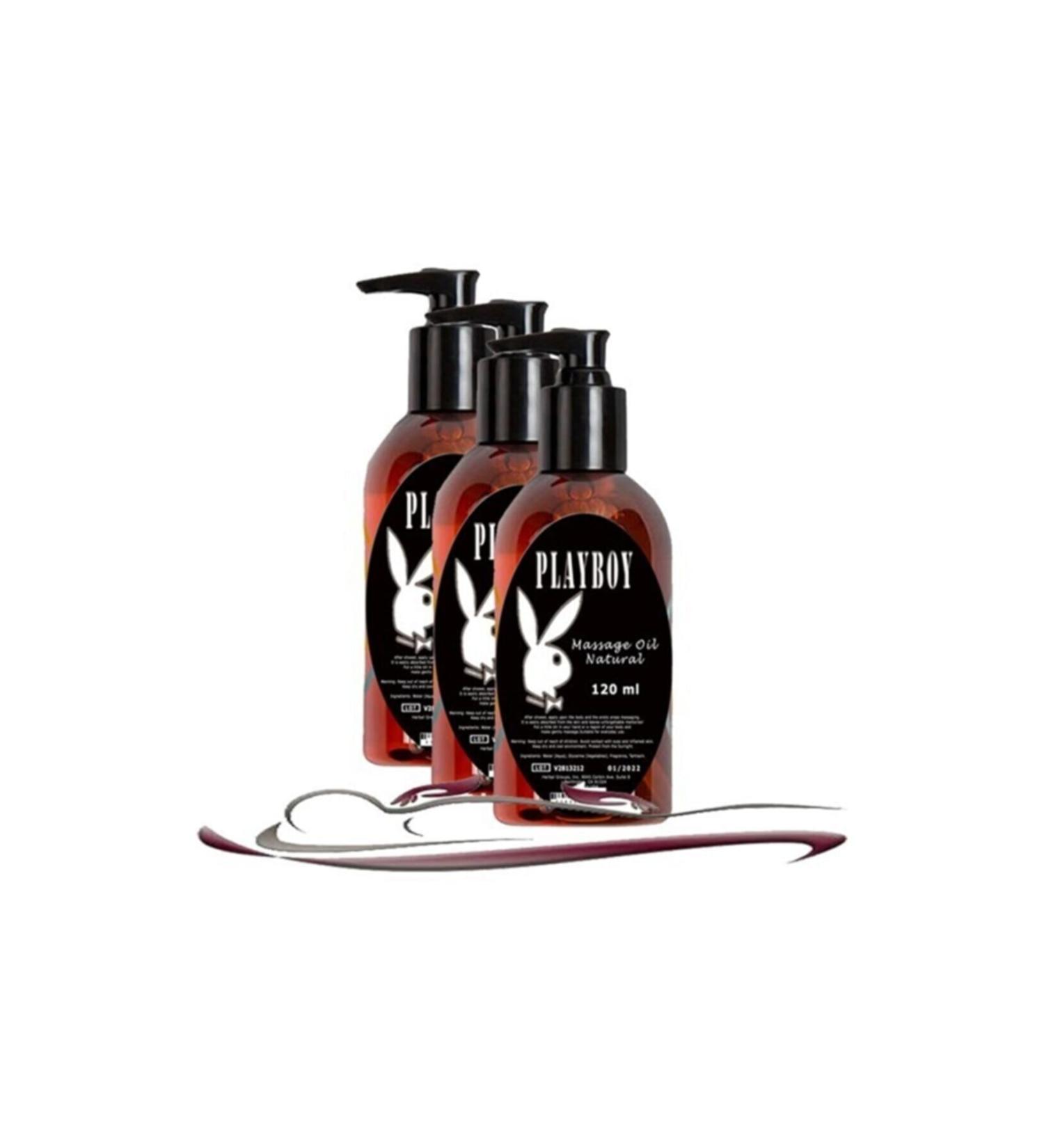 Playboy Natural Massage Oil Unscented Body Massage Oil 3 Pieces 120 ml