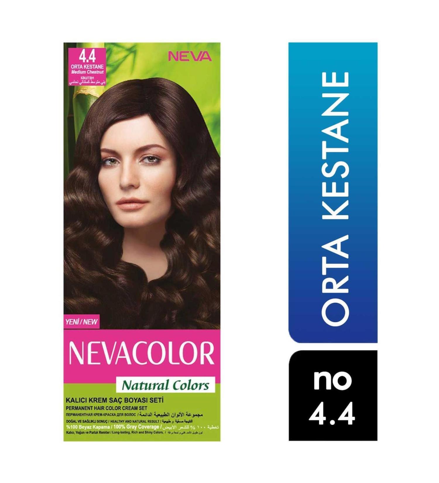 Neva Color Brand: Nevacolor Natural Colors Hair Dye Medium Chestnut 4.4 8690057006548 Category: Hair