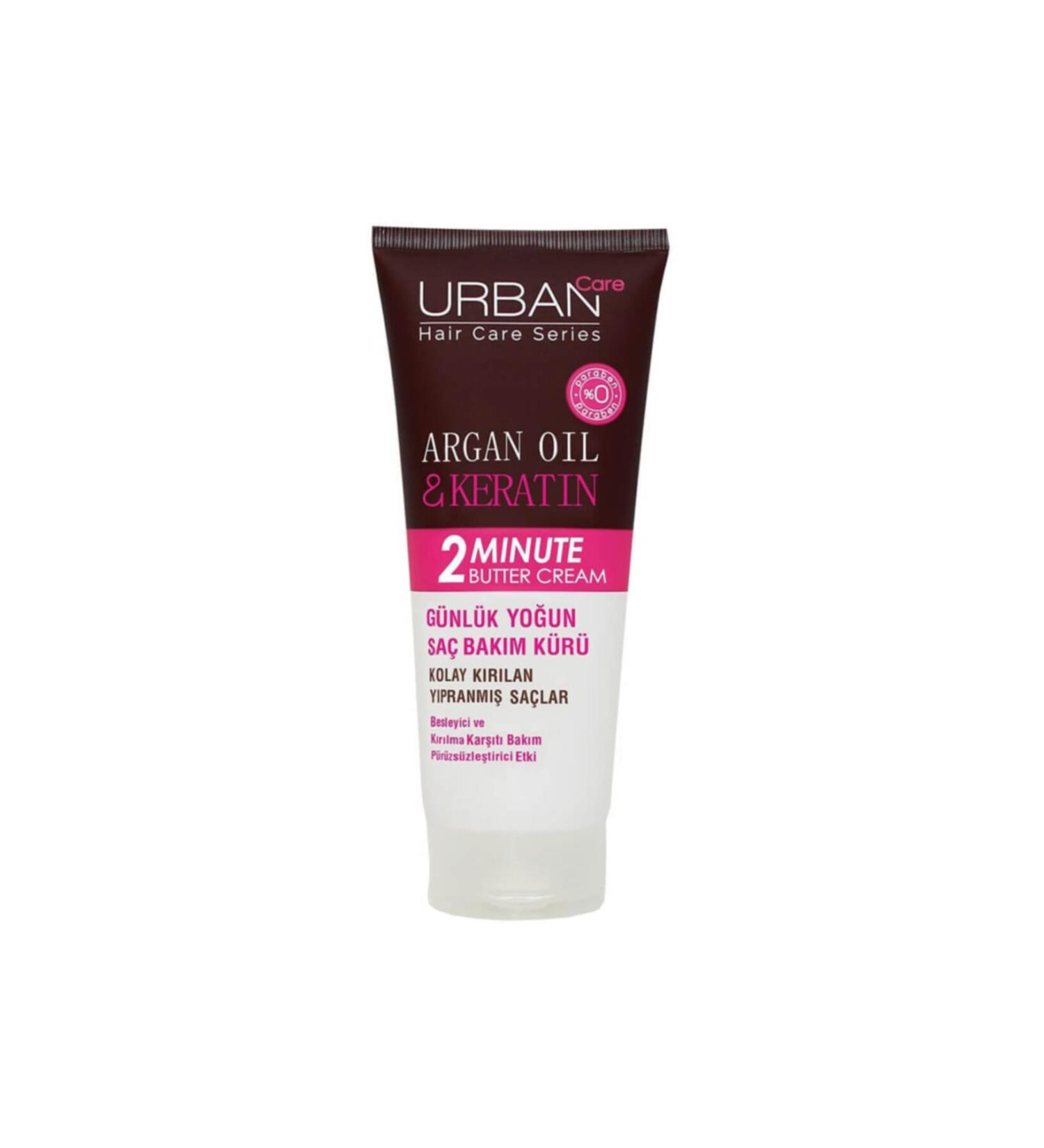 Urban Care Argan Oil & Keratin 2 Minute Butter Cream Intensive Hair Care Treatment