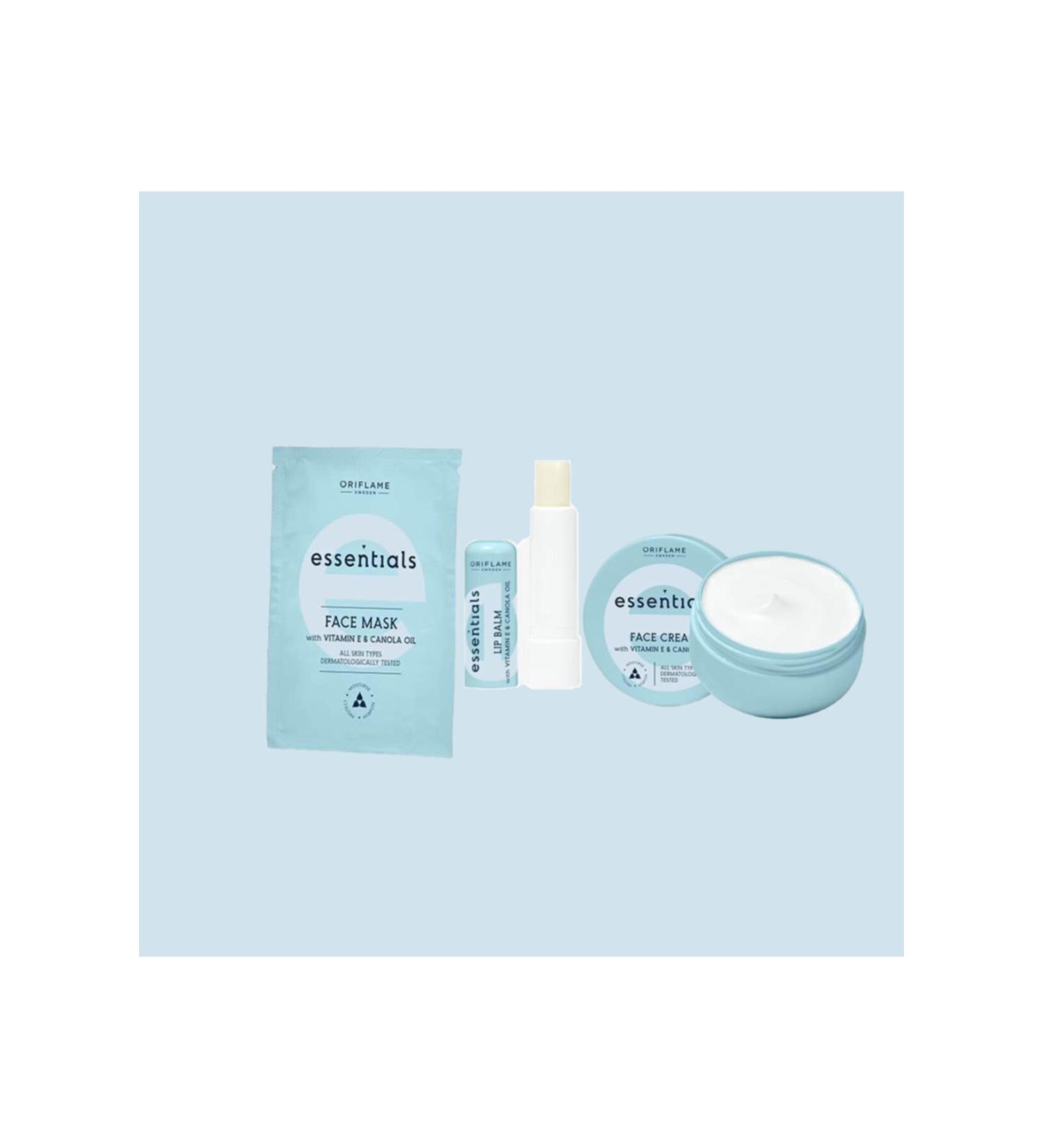 Oriflame Essentials Vitamin E Canola Oil Lip Balm & Canola Oil Face Cream & Canola Oil Face Mask