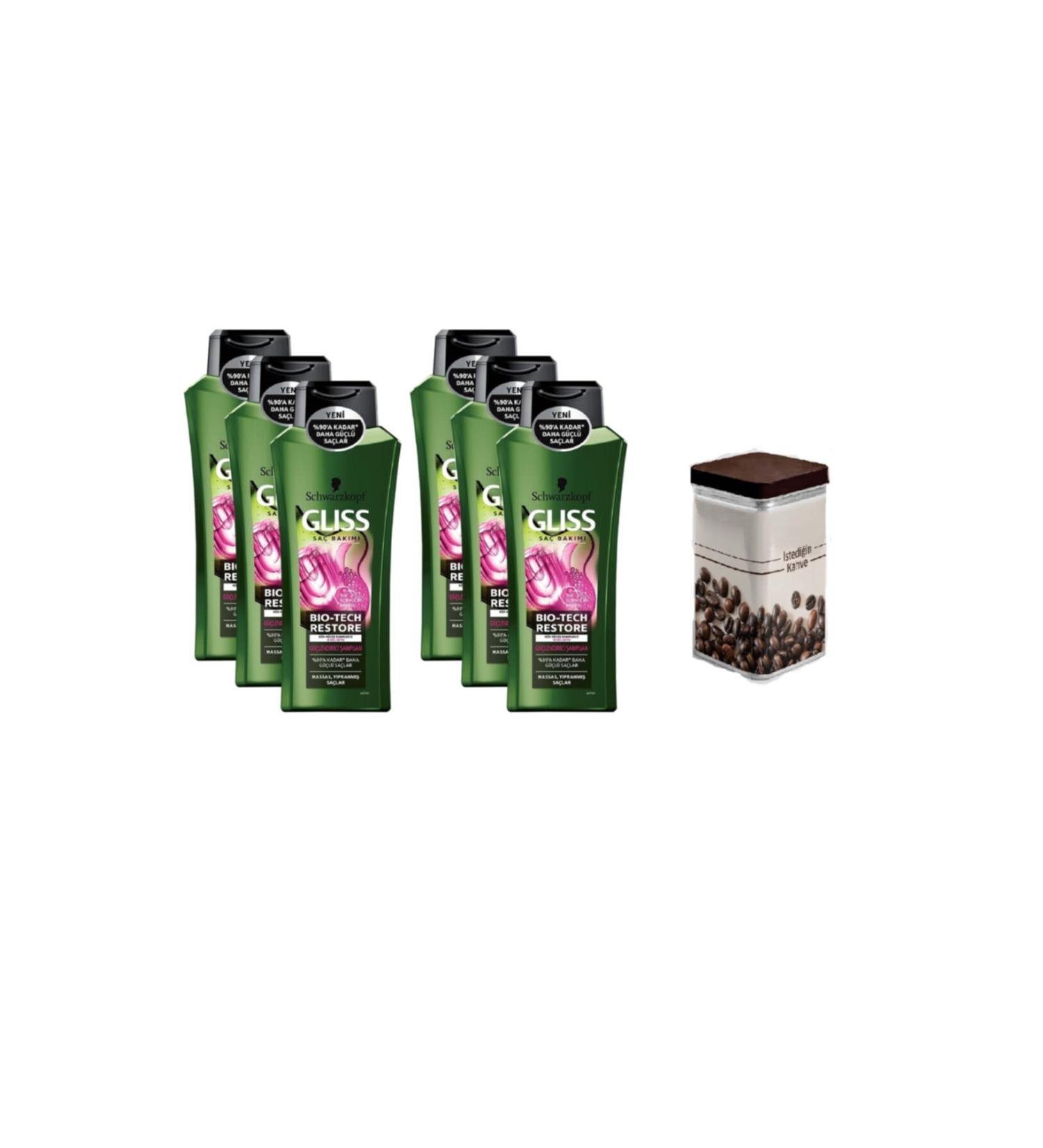 Gliss Bio Tech Restore 360 ml Shampoo X 6 Pieces Design Boxed Turkish Coffee Gift