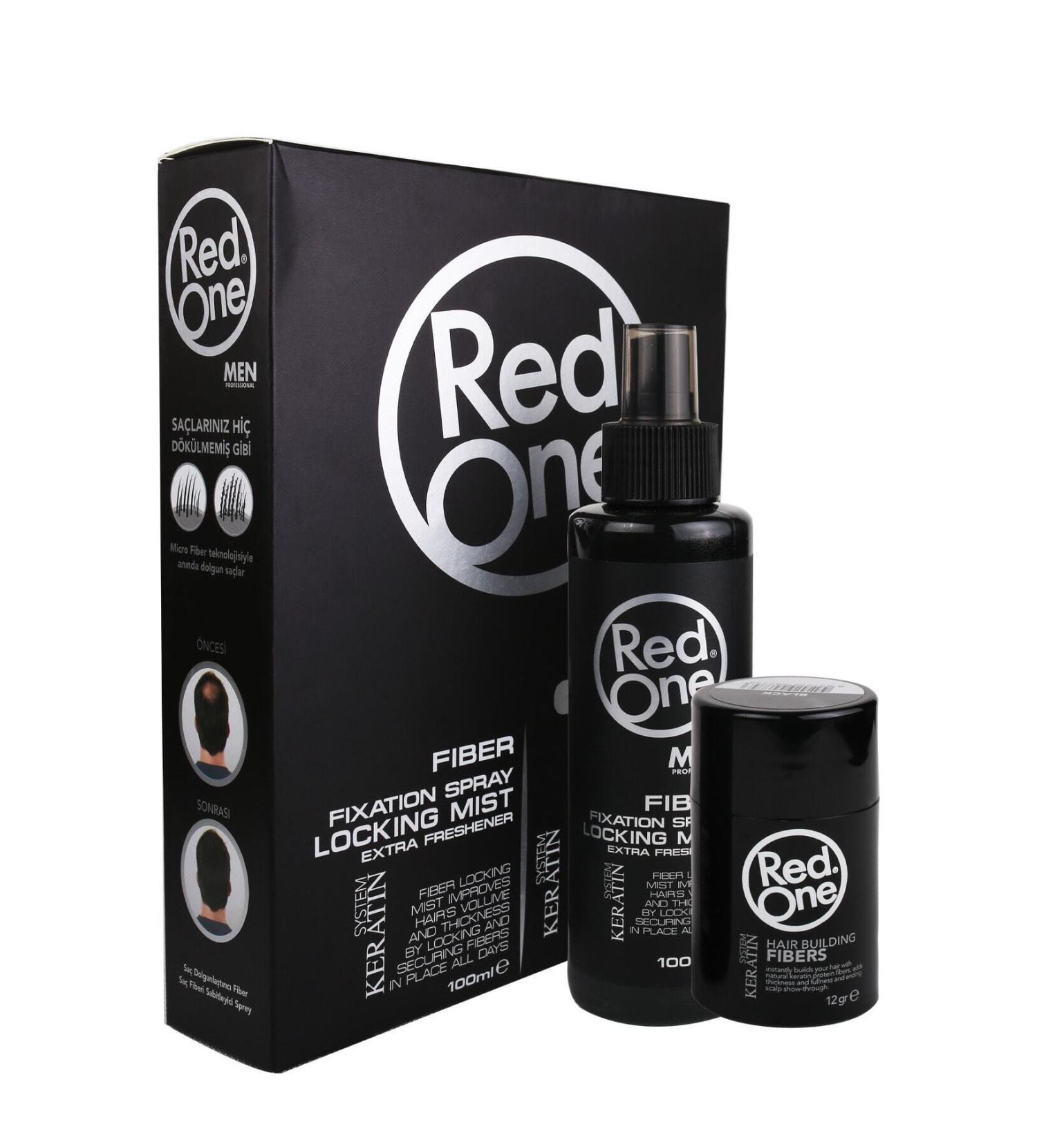 Red One Redone Men Hair Building Fiber Topic - Black 100 ml 12 gr