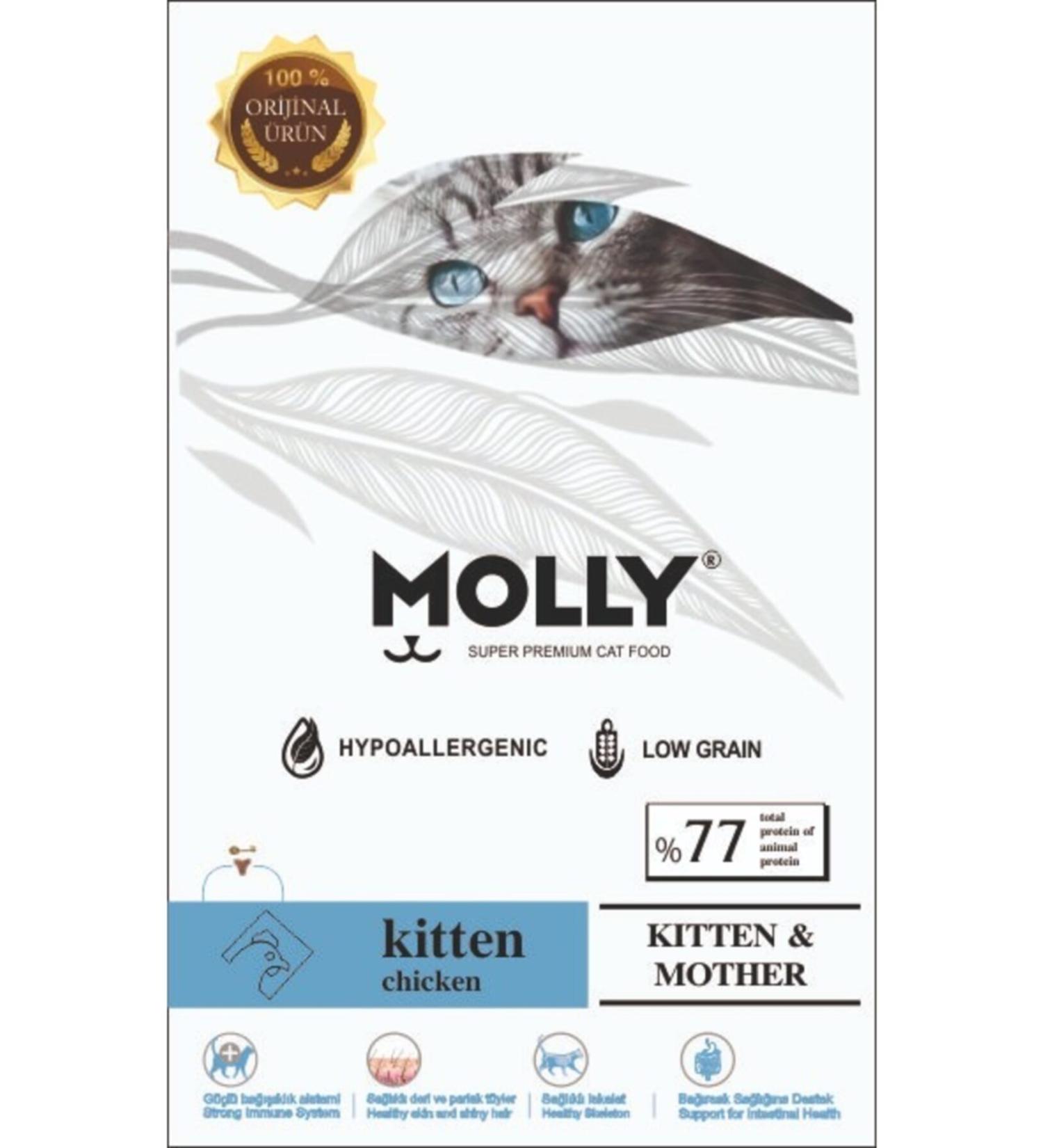 NATURAL PET PET FOOD GRANDE LIFE Molly Low Grain Hypoallergenic Chicken Kitten Cat Food 2 Kg Transparent Package