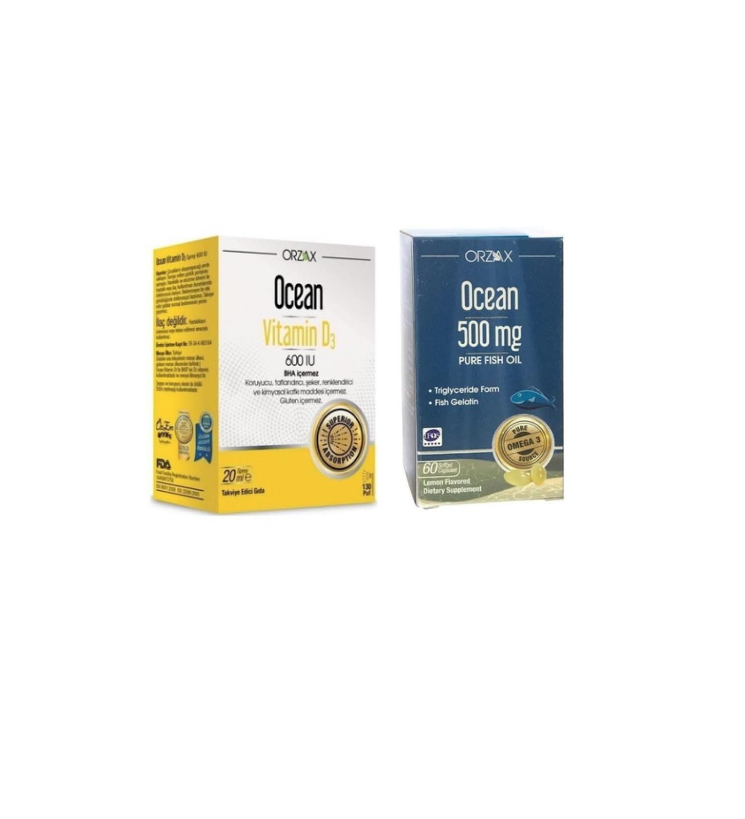 Orzax 600 Iu Spray 20 Ml Pure Fish Oil 500 Mg 60 Capsules