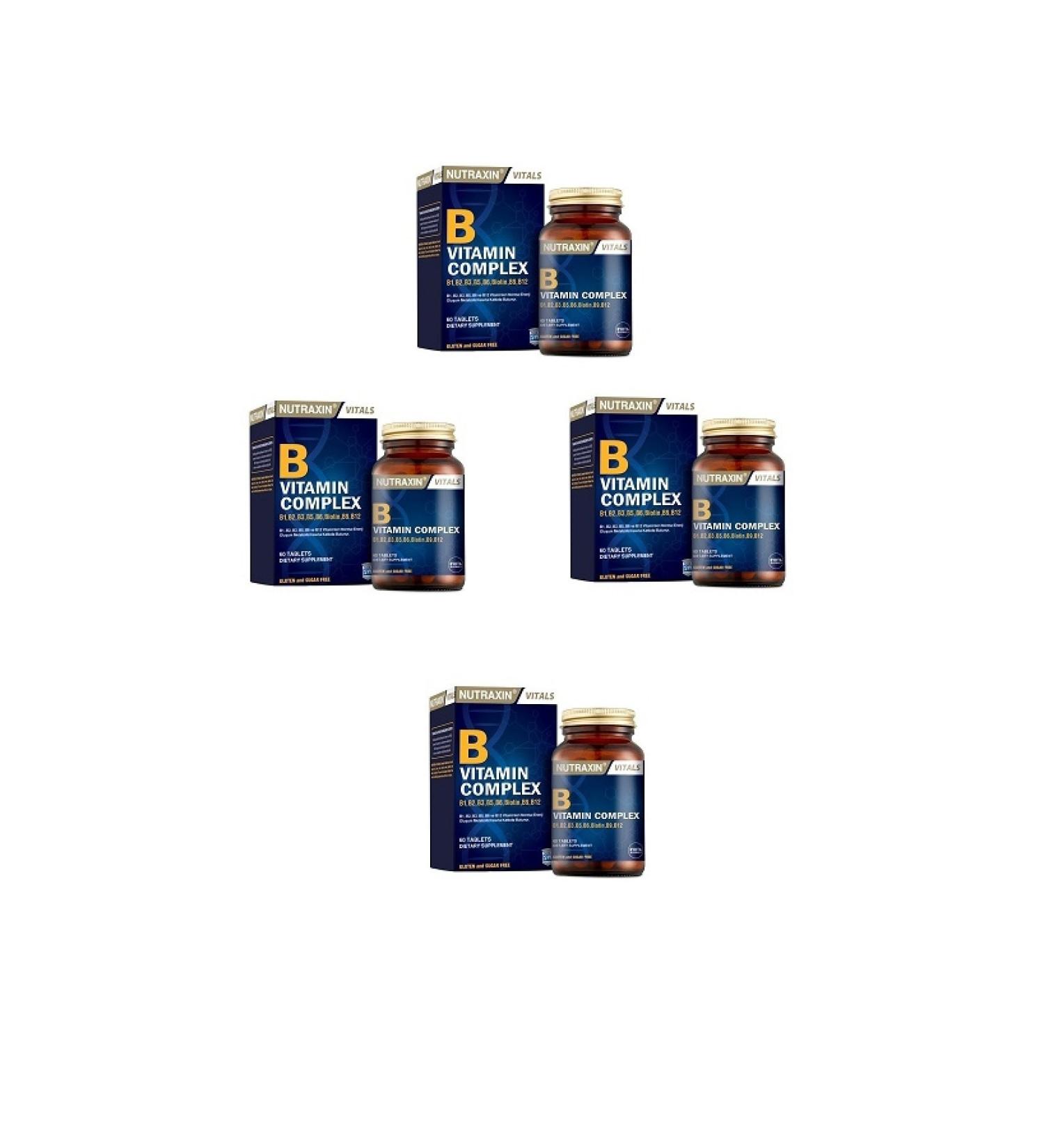 Nutraxin Helps to Reduce Fatigue and Exhaustion B Vitamin Complex 60 Tabletsx4