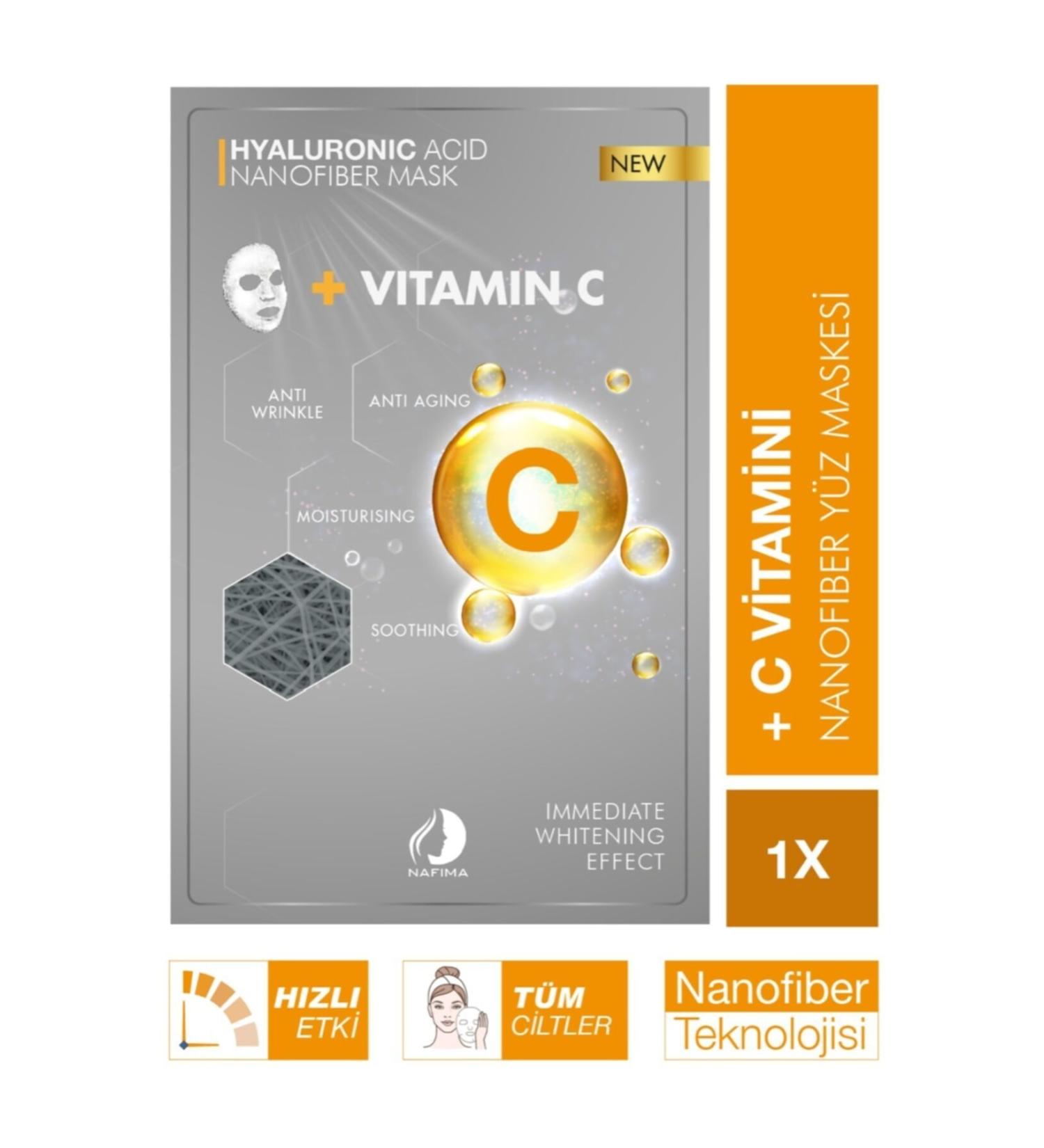 Nafima Hyaluronic Acid Vitamin C Nanofiber Cosmetic Dry Face Mask