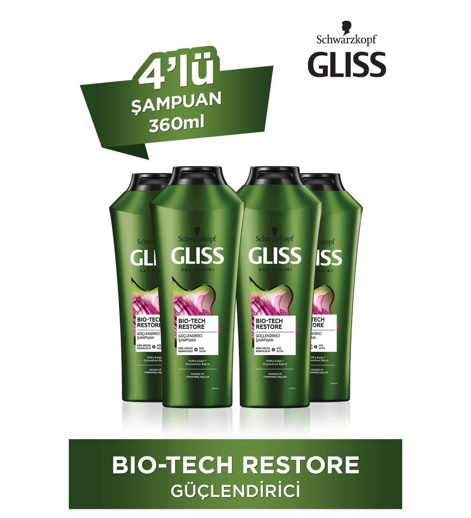 Gliss Schwarzkopf Bio-tech Strengthening Shampoo 360 Ml X 4 - Buy Online on GoSupps.com