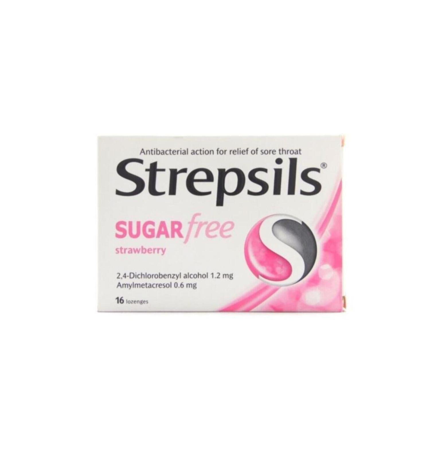 Strepsils Sugar Free Strawberry Flavored 16 Pastilles (Expiration Date 07/2021)