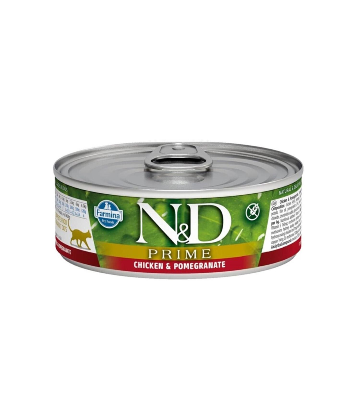 N & D 8 X 80 Gr Prime Chicken and Pomegranate Cat Canned Food 80 Gr