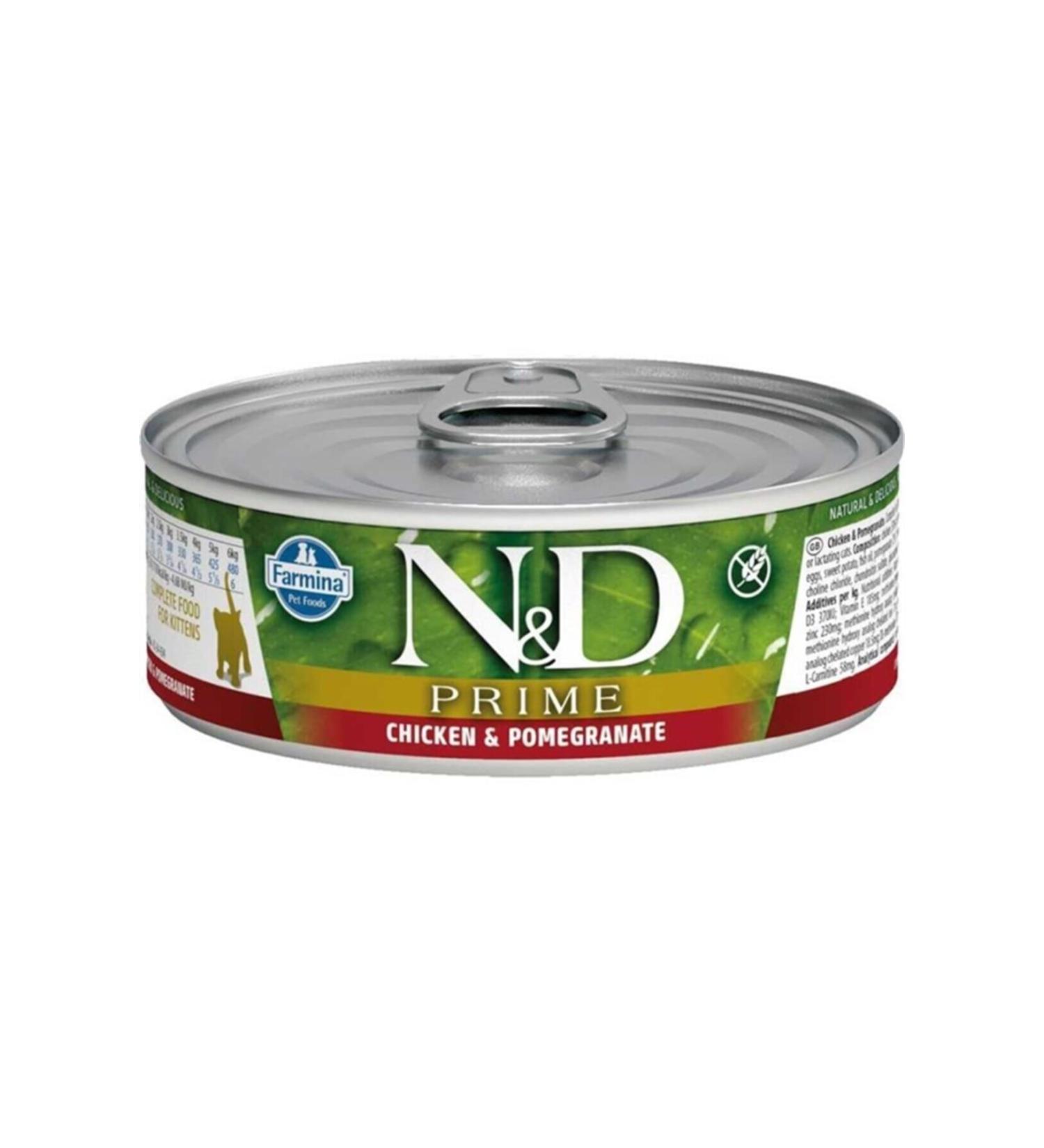 N & D 5x 80 Gr Prime Chicken and Pomegranate Kitten Canned Food 80 Gr