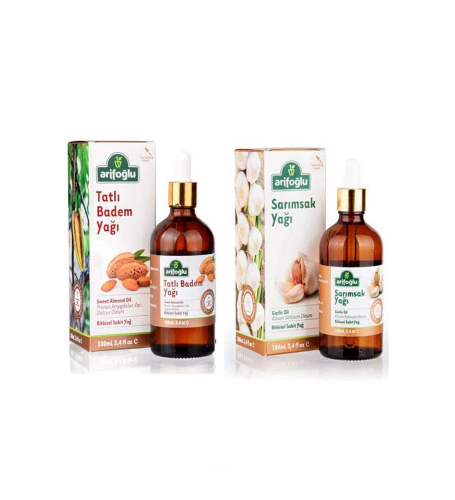 Arifo lu 2 Piece Set Sweet Almond Oil 100 Ml-Garlic Oil 100 Ml.