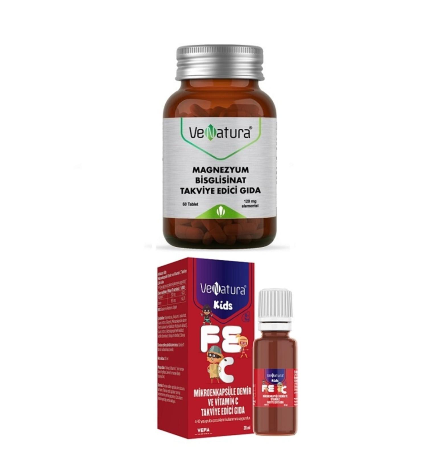 Venatura Magnesium Bisglycinate 60 Tablets + Microencapsulated Iron and Vitamin C 20 Ml