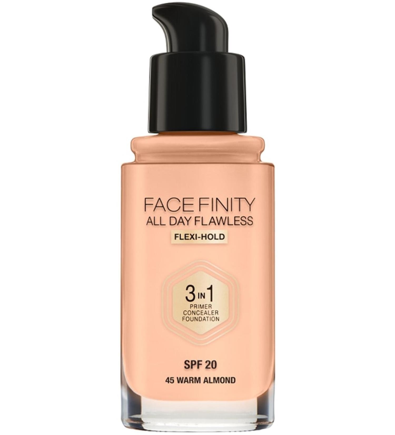 Brand: Max Factor Facefinity 3 in 1 Permanent Foundation 45 Warm Almond Category: Foundation