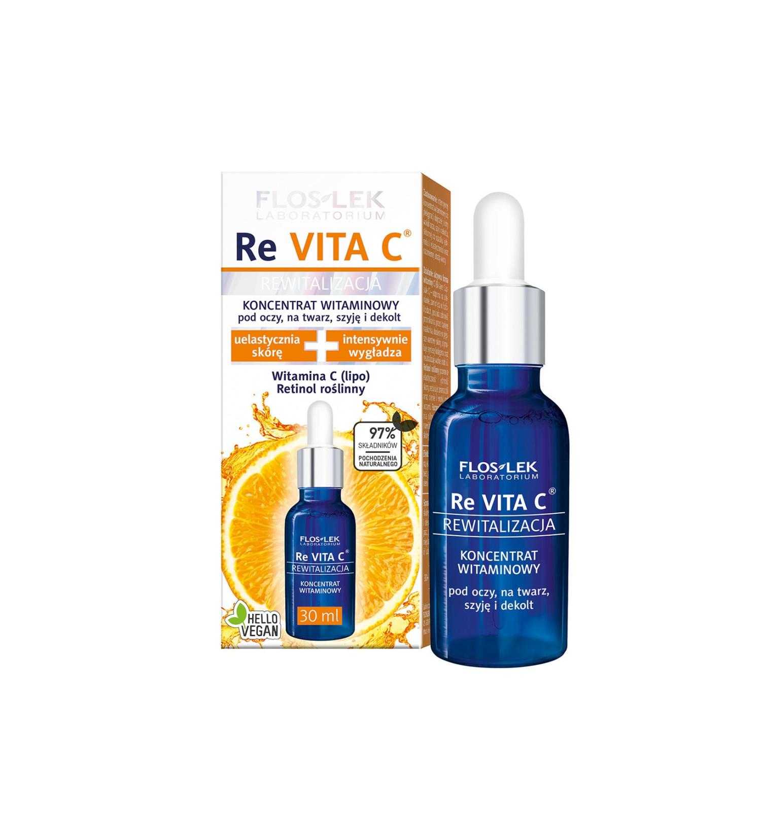 Floslek Vitamin C Eye Contour Face Neck and D collet Regenerating Care Serum 30 ml