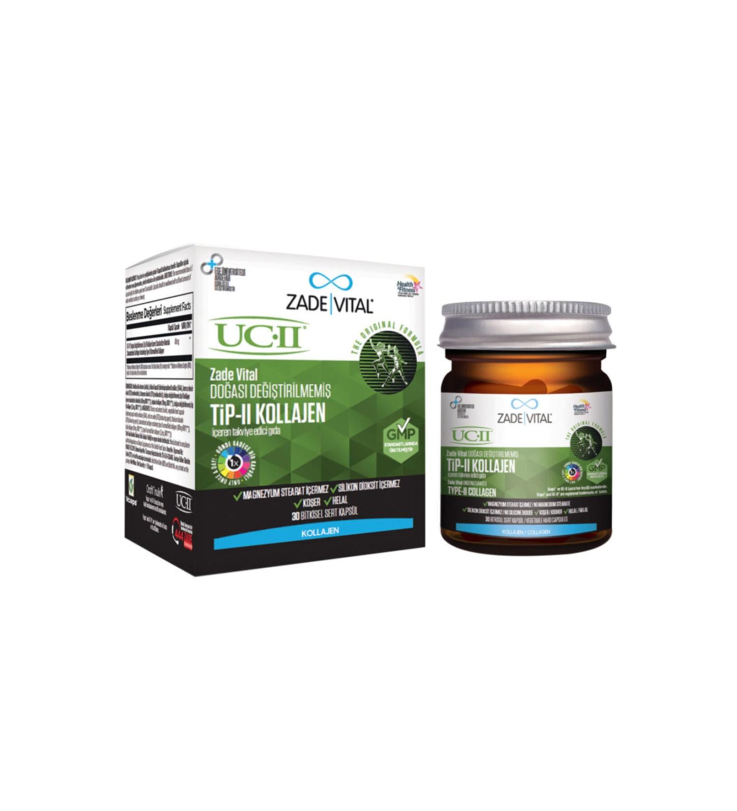 Zade Vital Type 2 Collagen Food Supplement 30 Herbal Hard Capsules