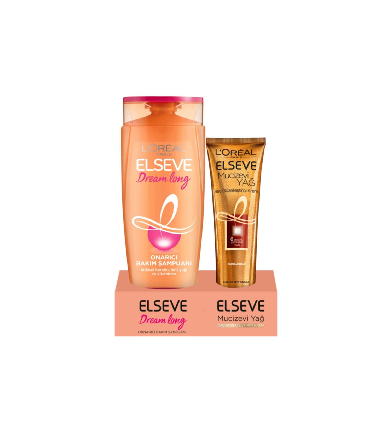 Elseve Dream Long Repair Care Shampoo 375 ml L'or al Paris Miracle Oil Hair Beautifying Cream 150 ml - Buy Online on GoSupps.com