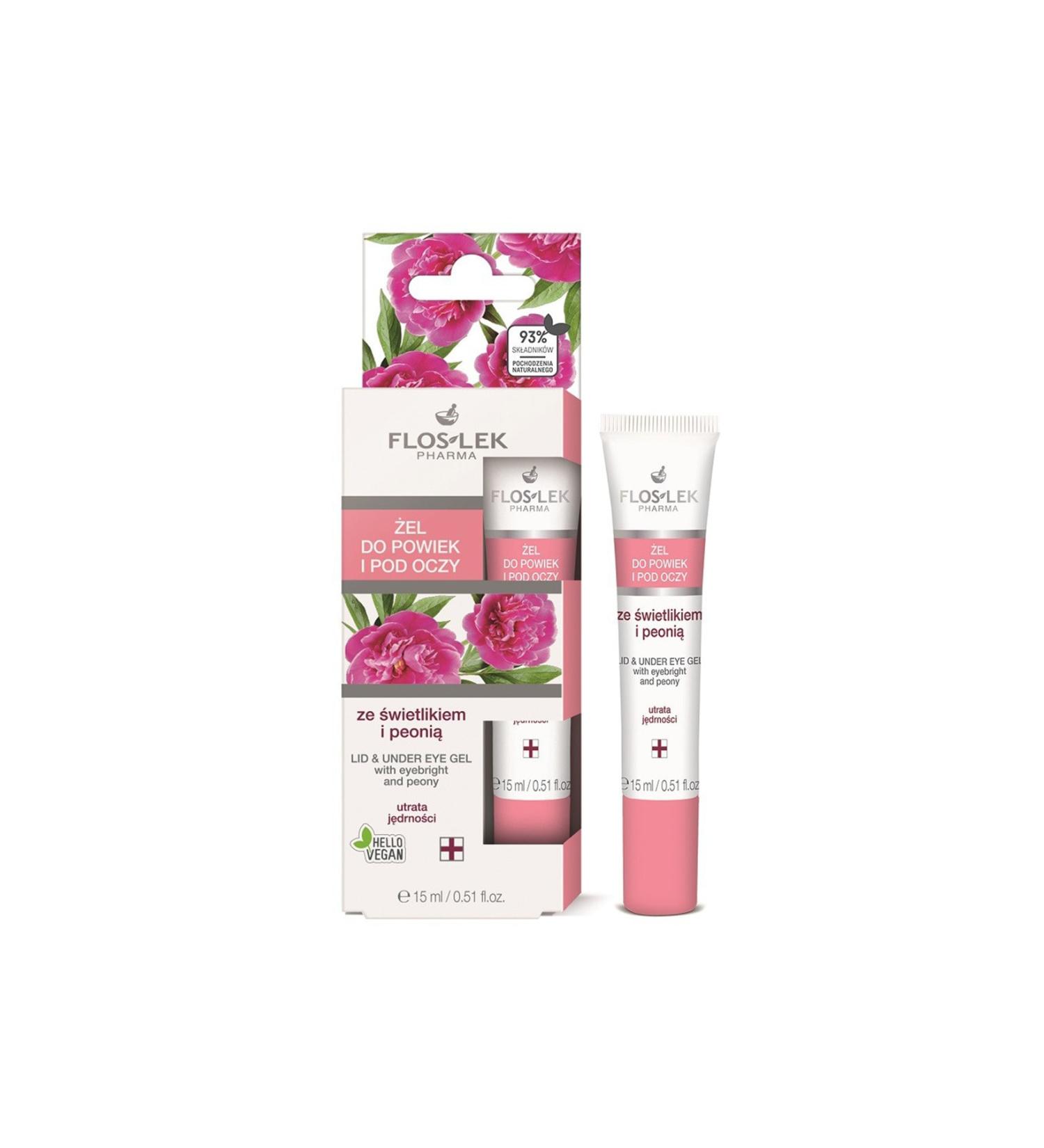 Floslek Eye Contour Care Gel with Peony Flower for Dry Skin and Wrinkled Skin 15 ml