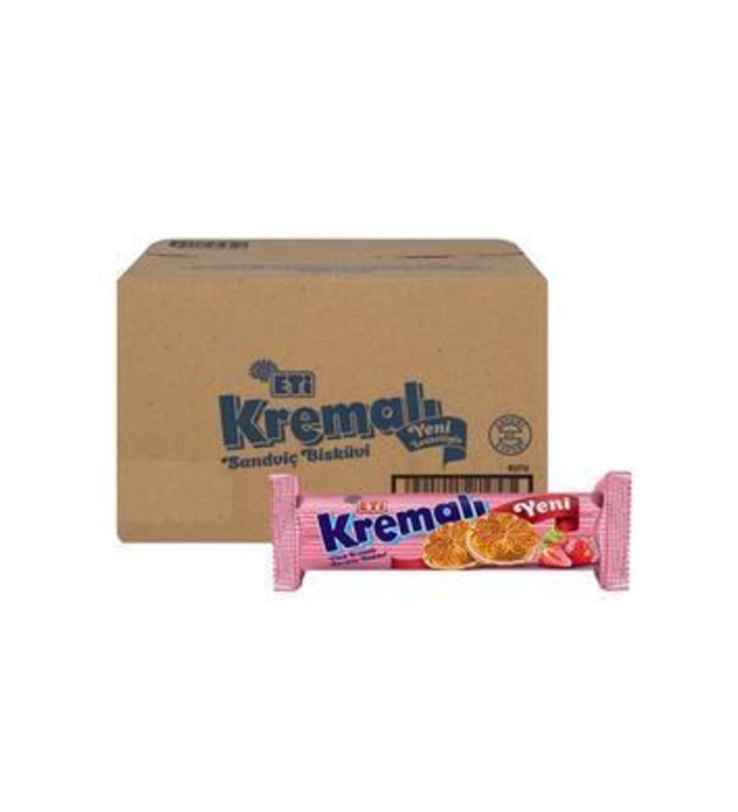 Eti Strawberry Cream Sandwich Biscuit 77 Gr. X 24 Pieces