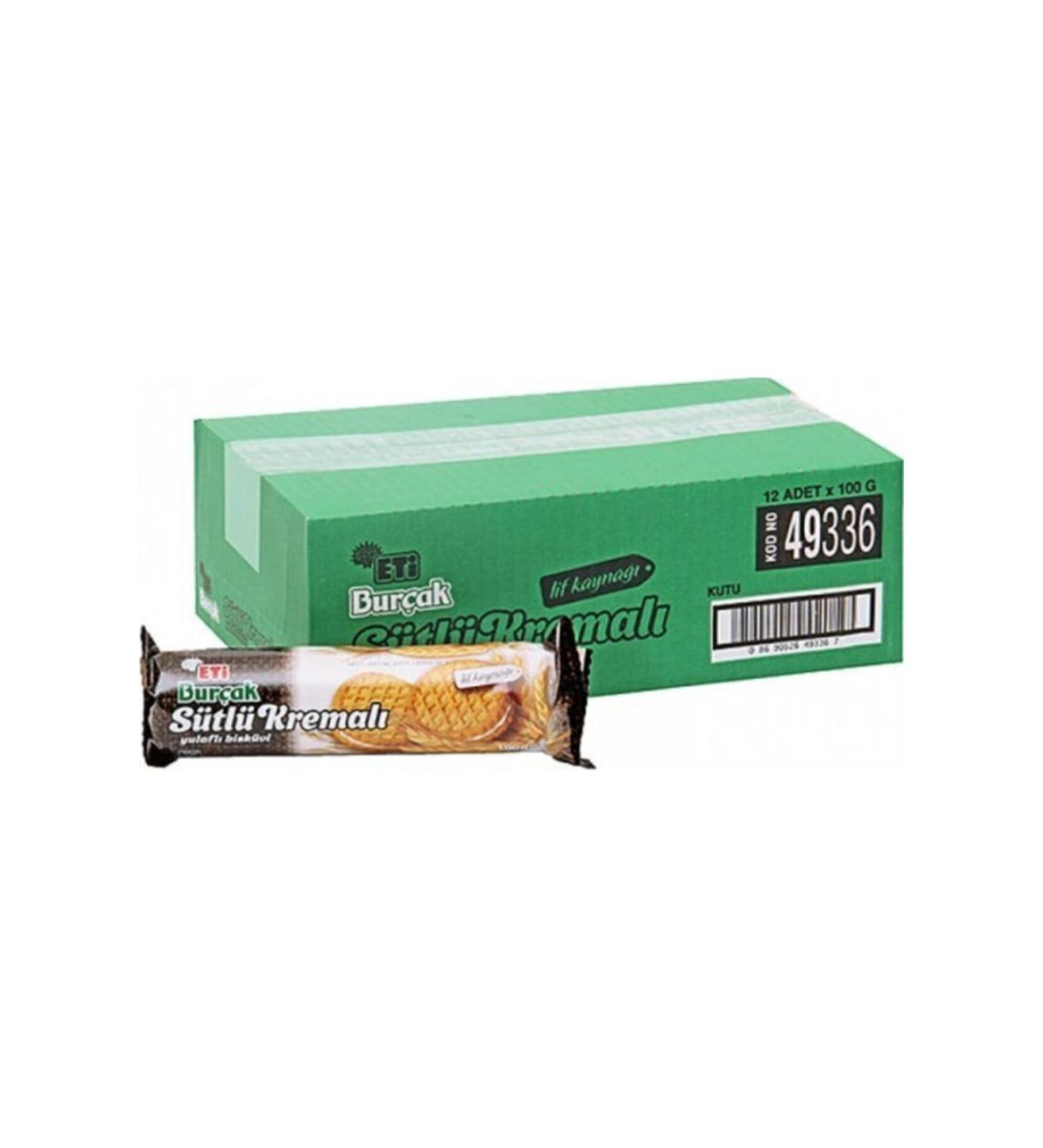 Eti Bur ak Milk Cream Oatmeal Biscuits 100 Gr. X 12 Pieces