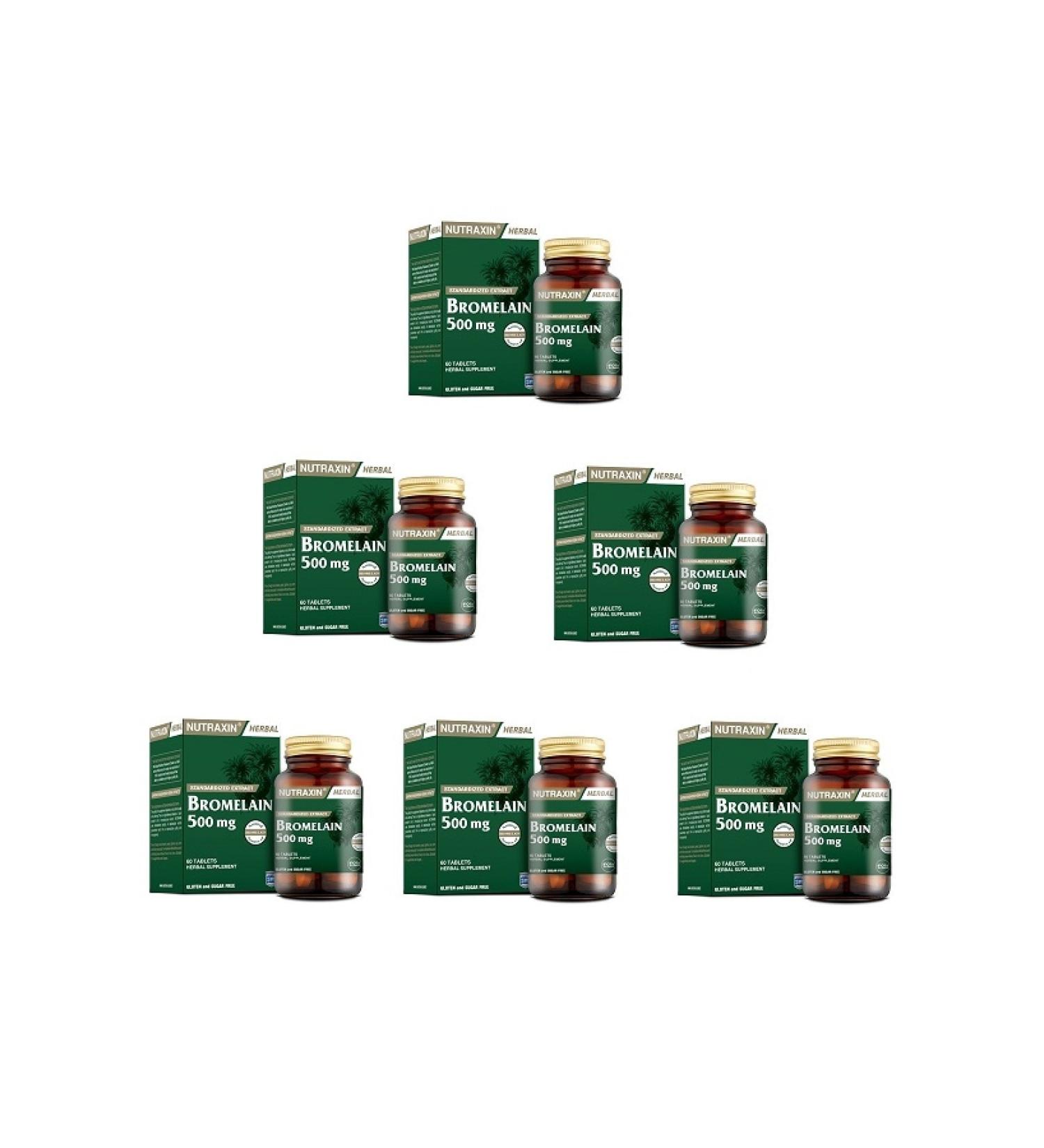 Nutraxin Bromelain Containing Protein Digesting Enzyme 60 Tablets x 6