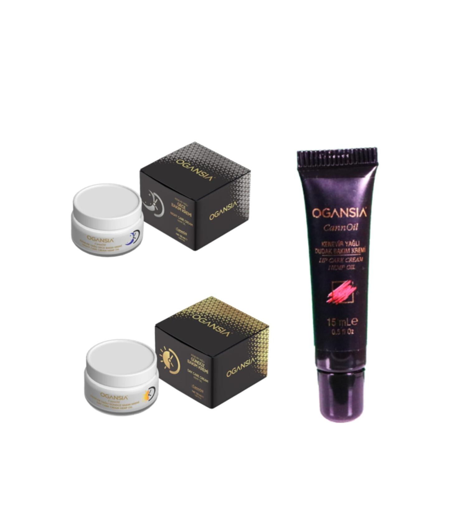 Ogansia Night Cream and Day Cream + Lip Balm with Hemp Oil- Authorized Store-store