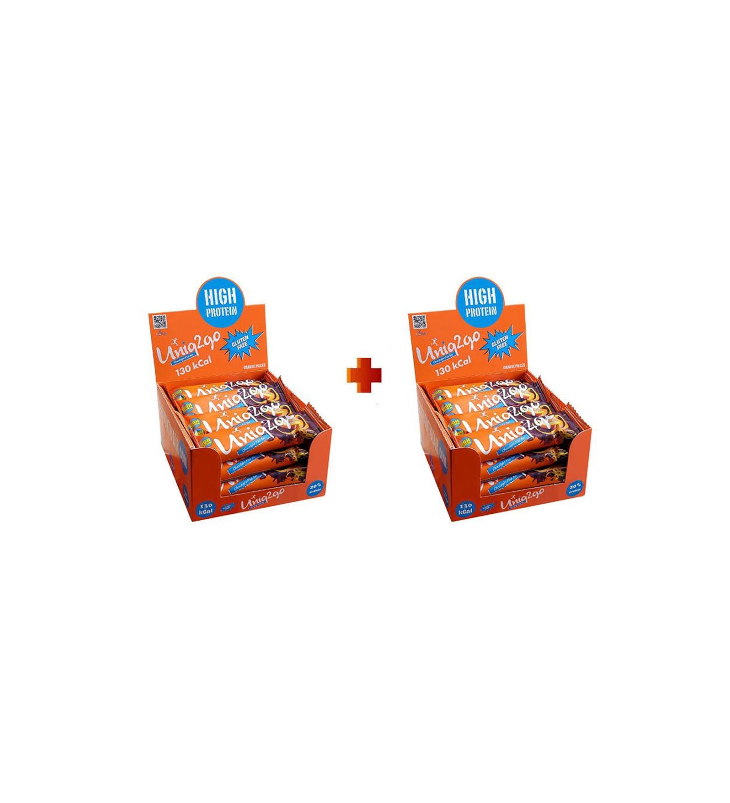 Uniq2go Choco Light Midi 16 Piece Box 2x Box 0 Natural Orange Flavored Protein Bar Pieces in the Box 40 G.